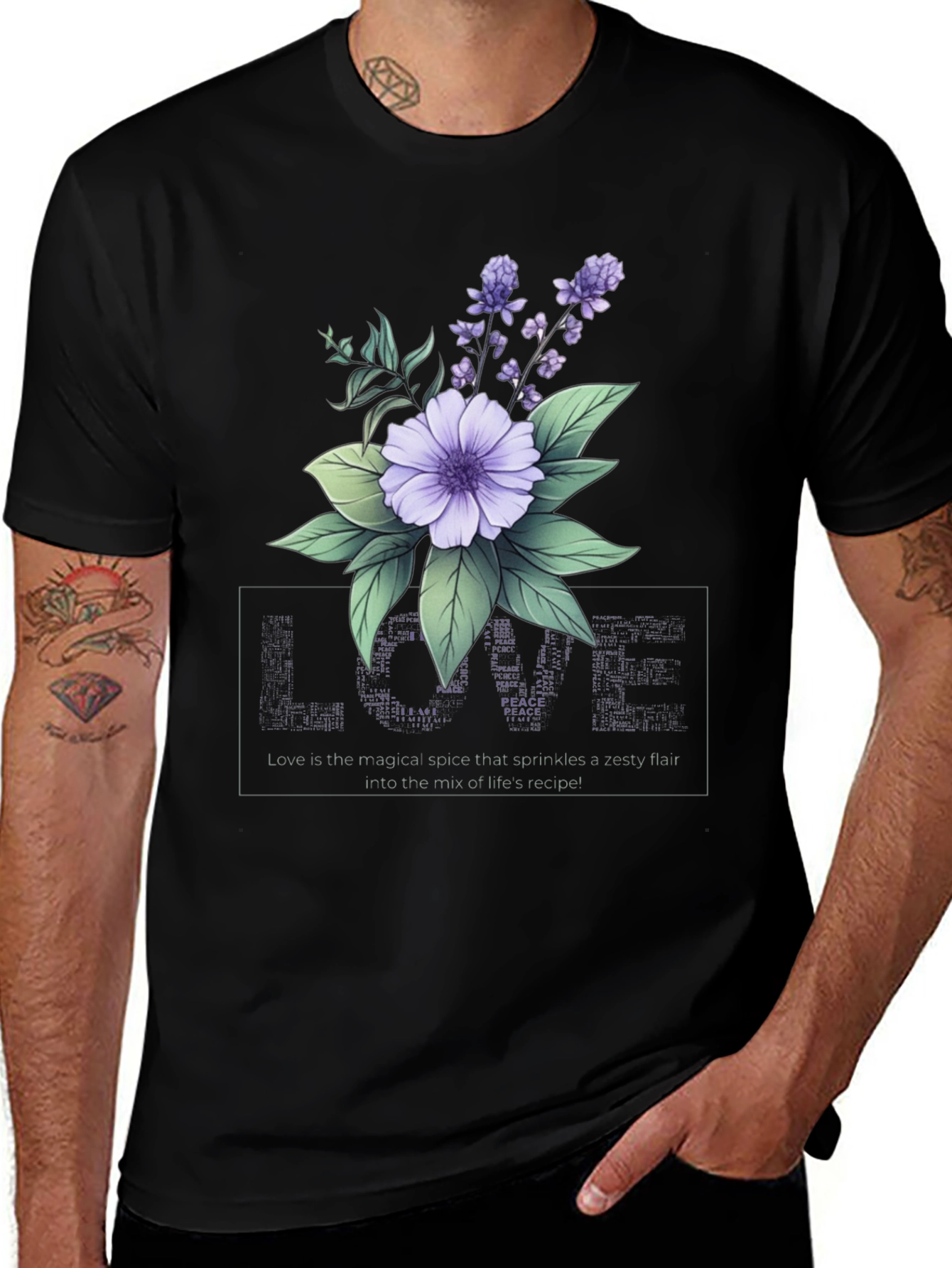 Variant 8 of Floral Love Peace Graphic T-Shirt