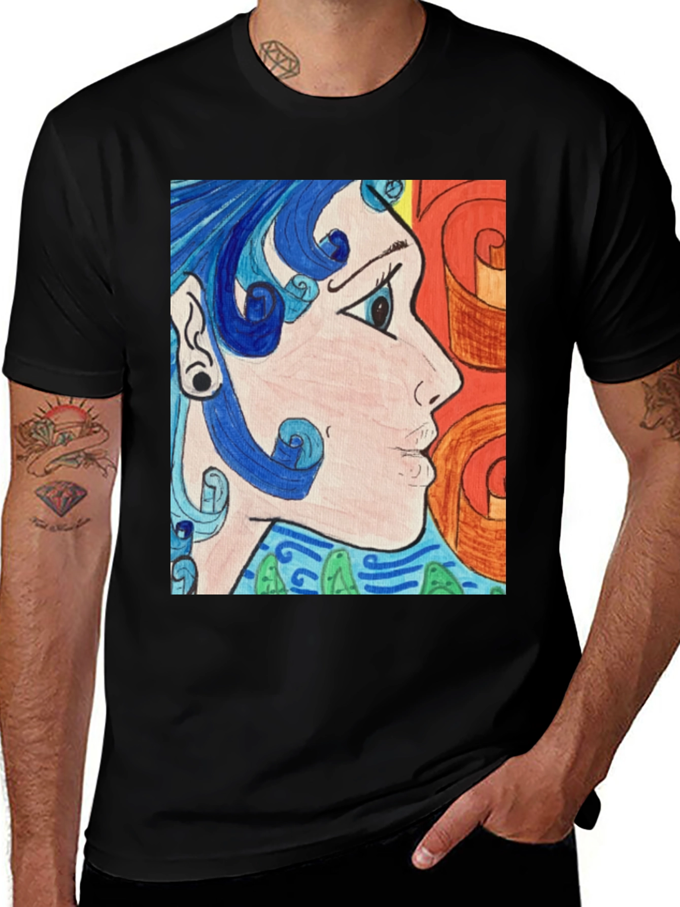 Abstract Art Graphic Tee - Black Unisex Shirt