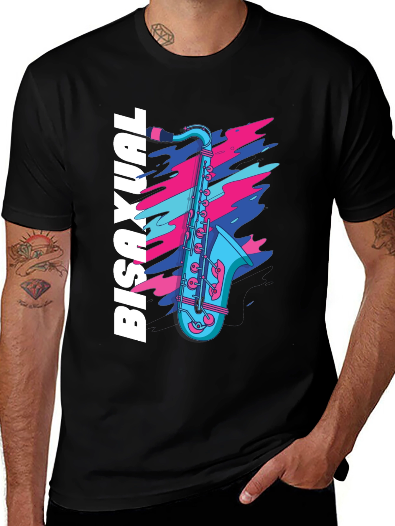 Variant 7 of Bisexual Saxophone Graphic Tee - Prideful Fashion