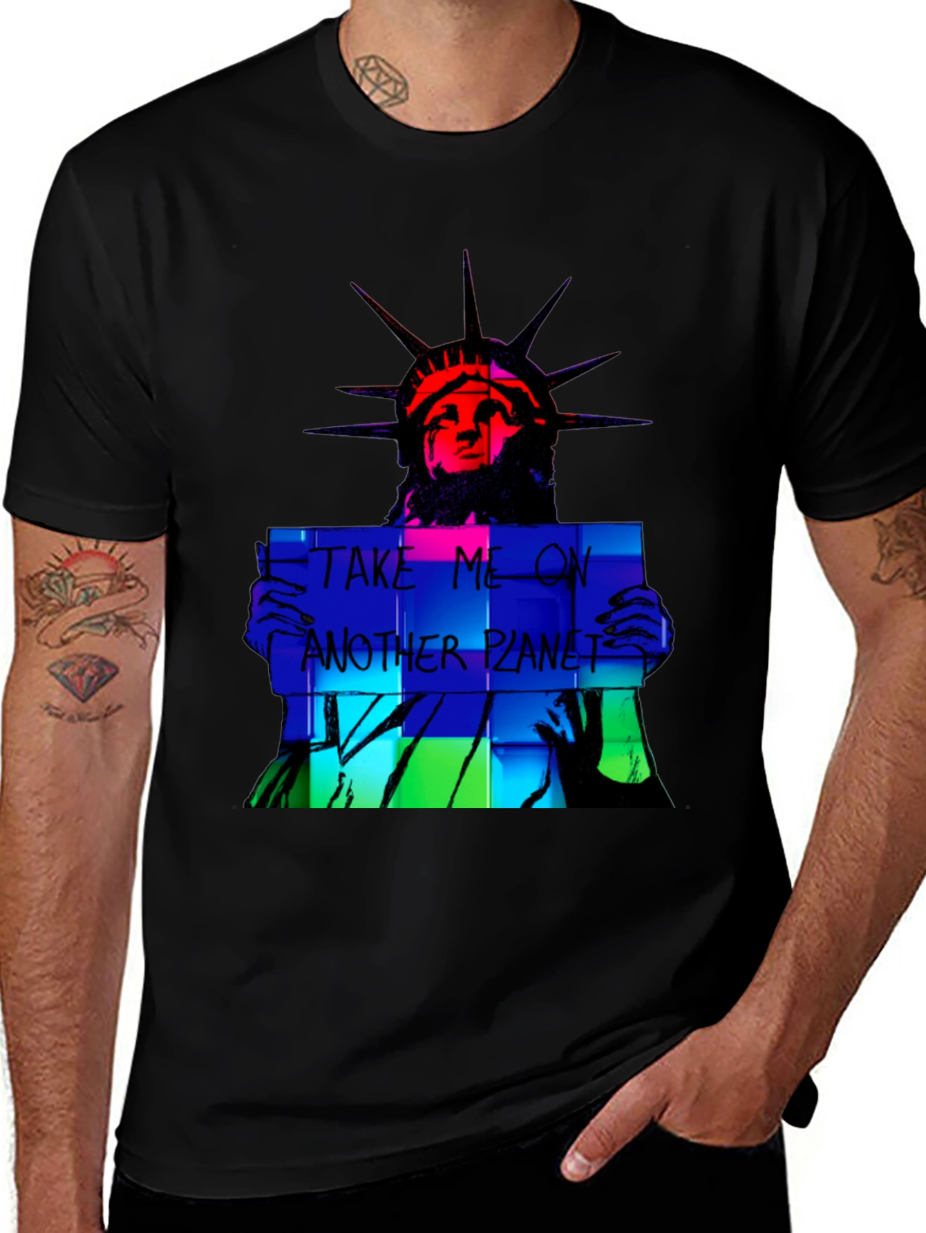 Variant 27 of Statue of Liberty Graphic Print Black T-Shirt