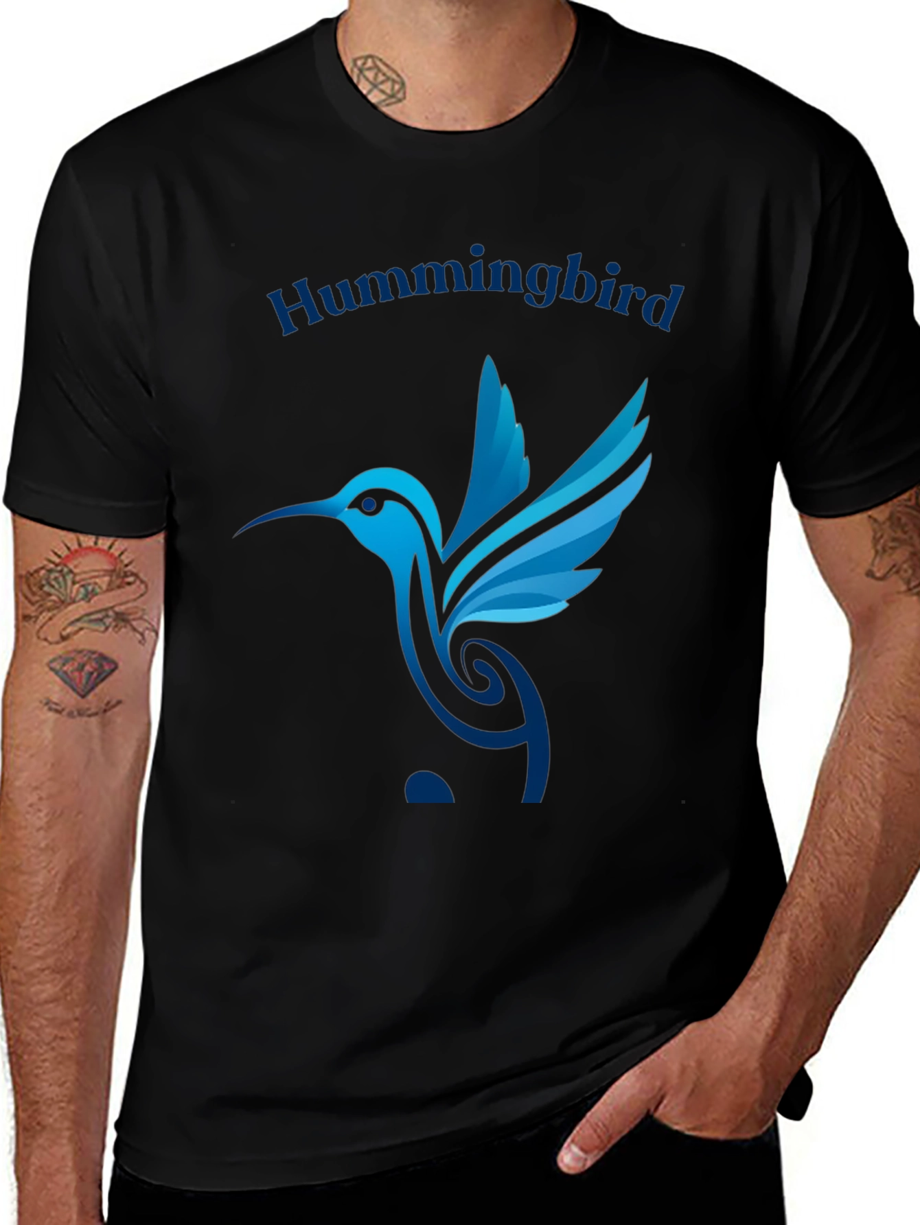 Variant 16 of Hummingbird Graphic T-Shirt - Stylish Black Tee