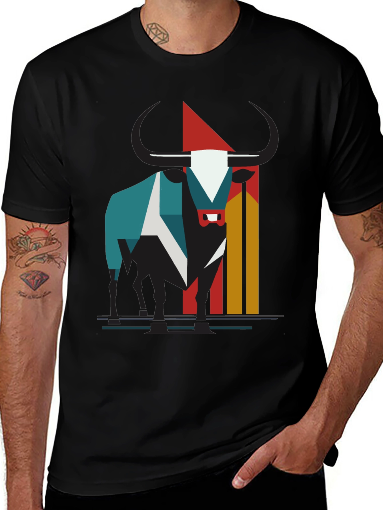 Variant 25 of Abstract Bull Graphic Tee - Modern Style