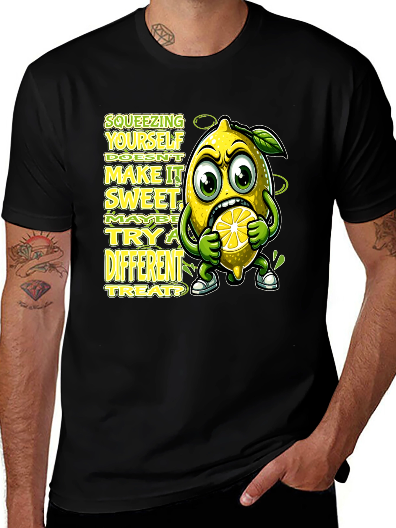 Black Lemon Graphic Tee: Squeezing Yourself Doesn't Make It Sweet main image