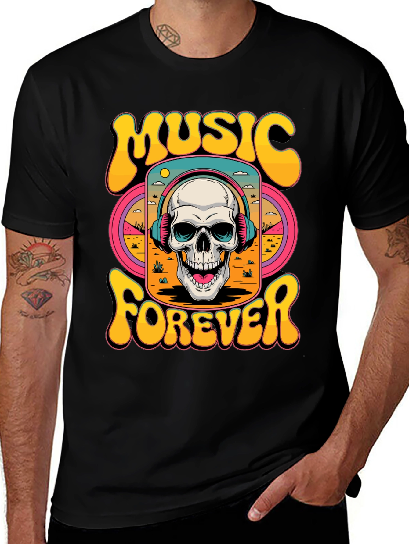 Variant 11 of Music Forever Skull Graphic T-Shirt