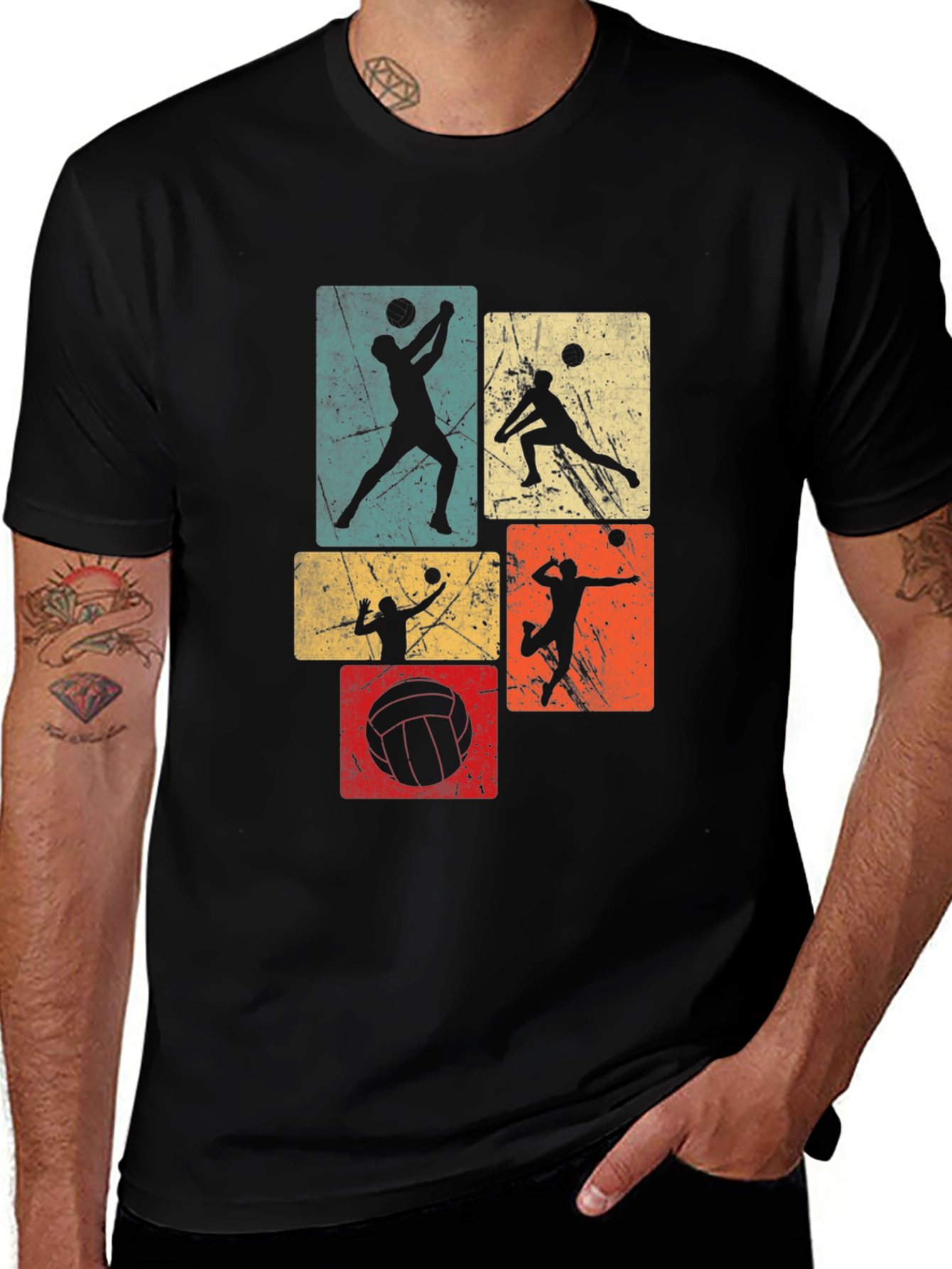 Variant 26 of Vintage Volleyball Graphic Tee - Black