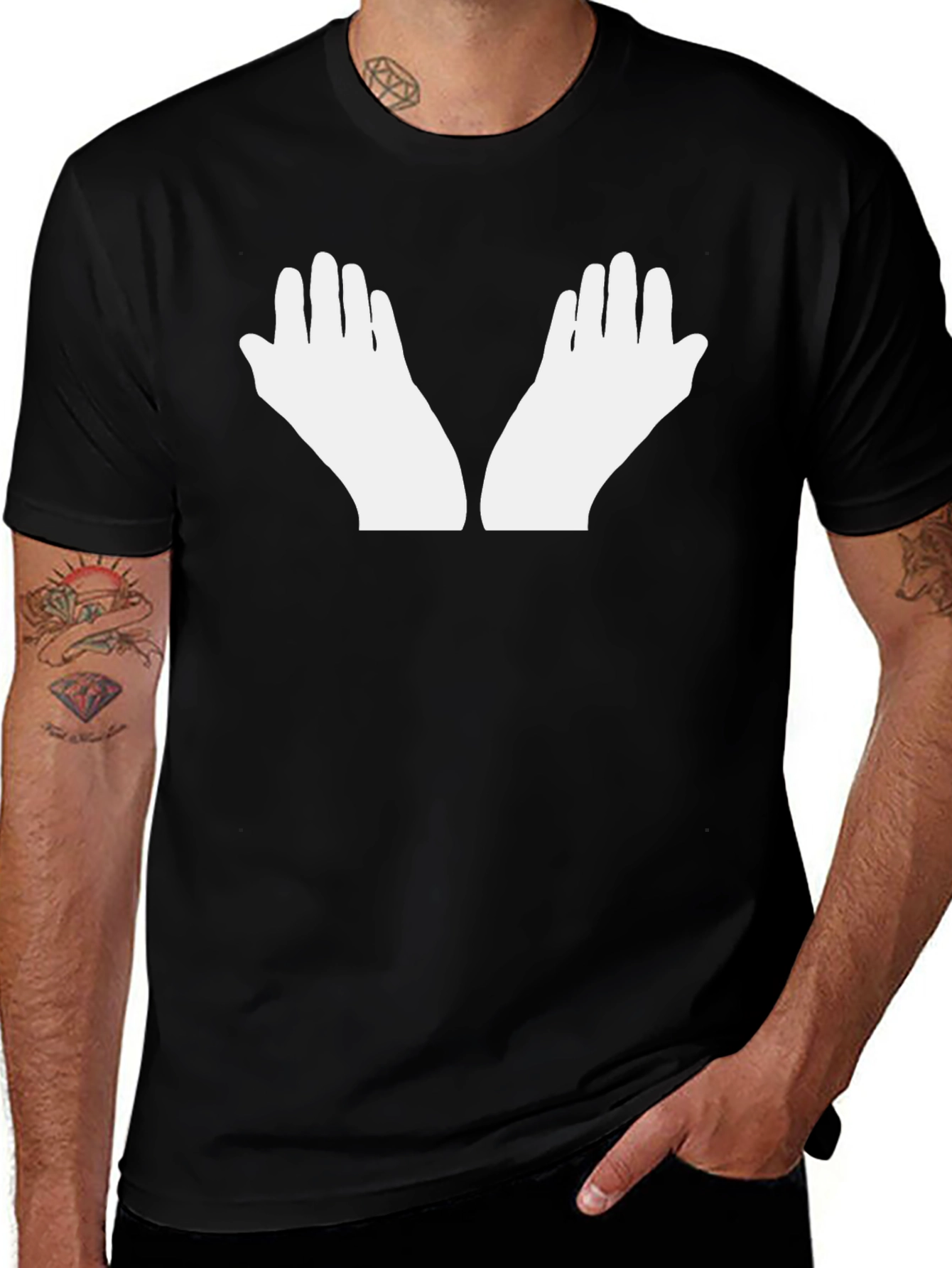 Variant 14 of White Hands Graphic Black T-Shirt