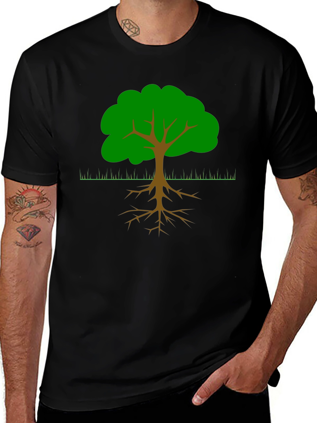 Variant 18 of Rooted Tree Graphic Tee - Black