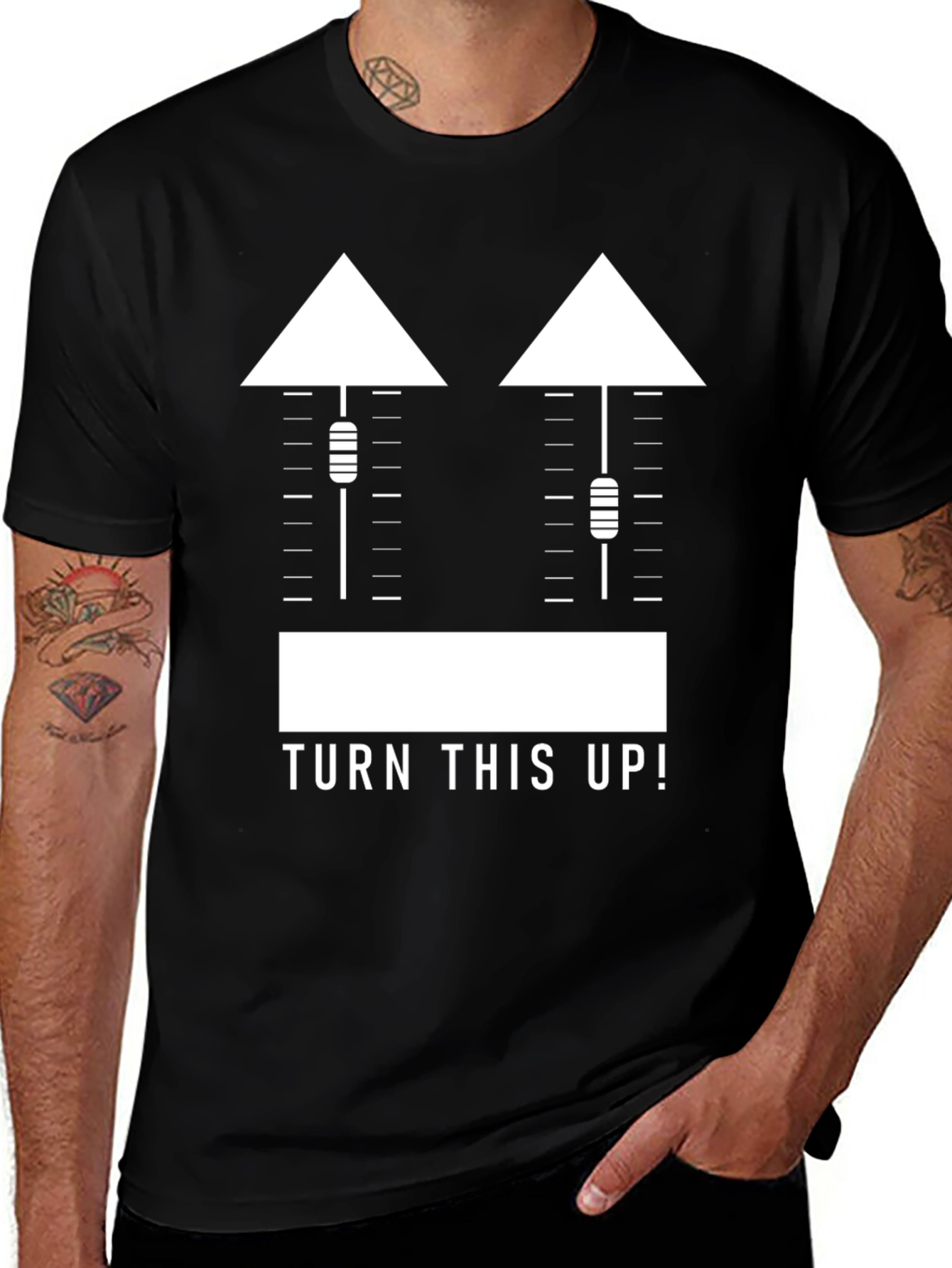 Variant 29 of Turn This Up! Graphic Tee - Black Cotton Blend