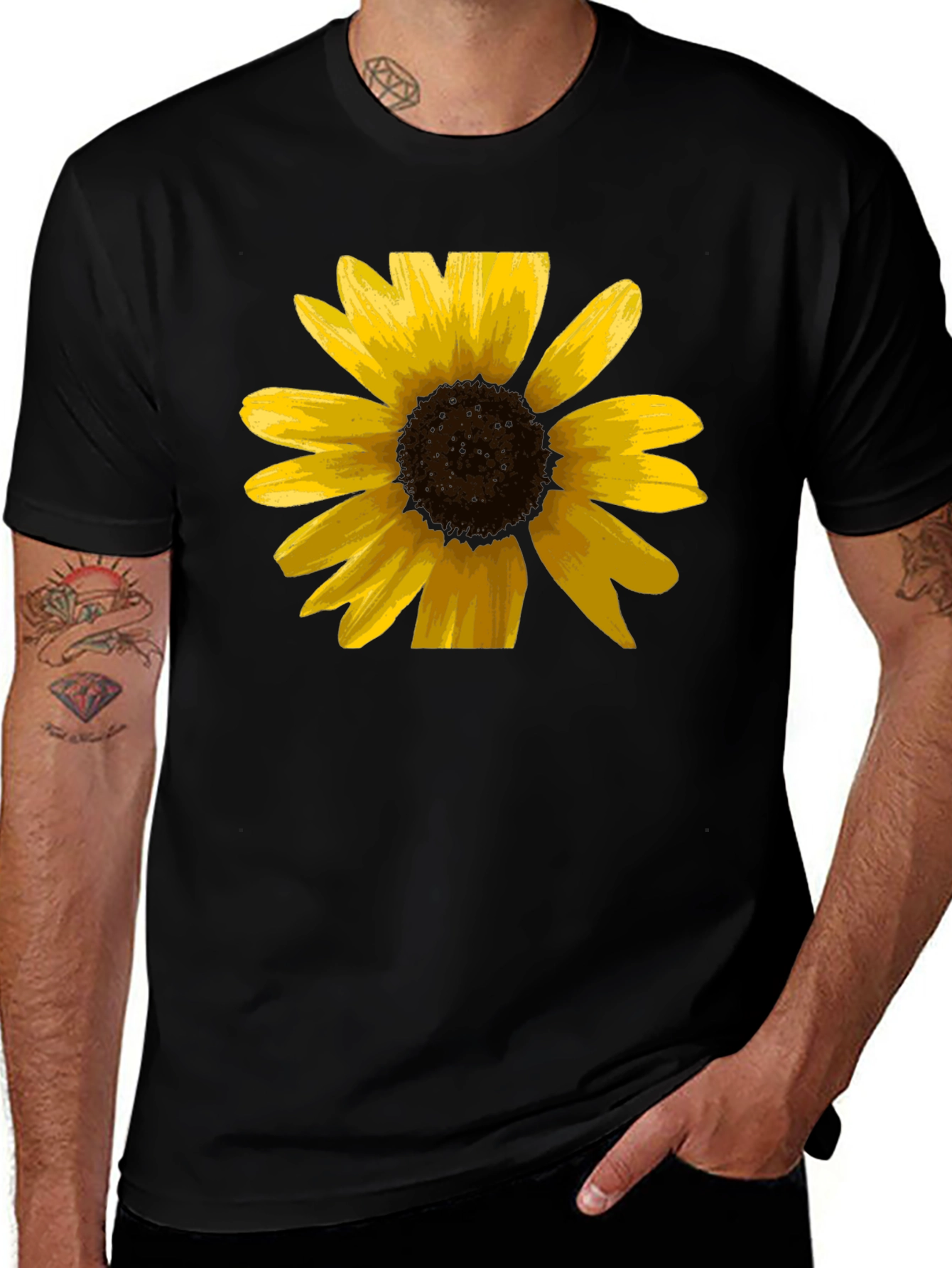 Variant 24 of Sunflower Graphic Black T-Shirt
