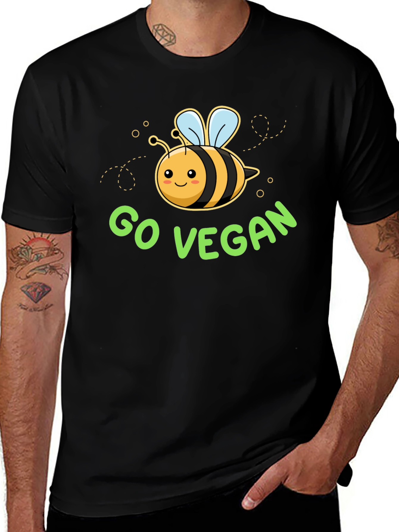 Variant 13 of Go Vegan Bee Graphic T-Shirt