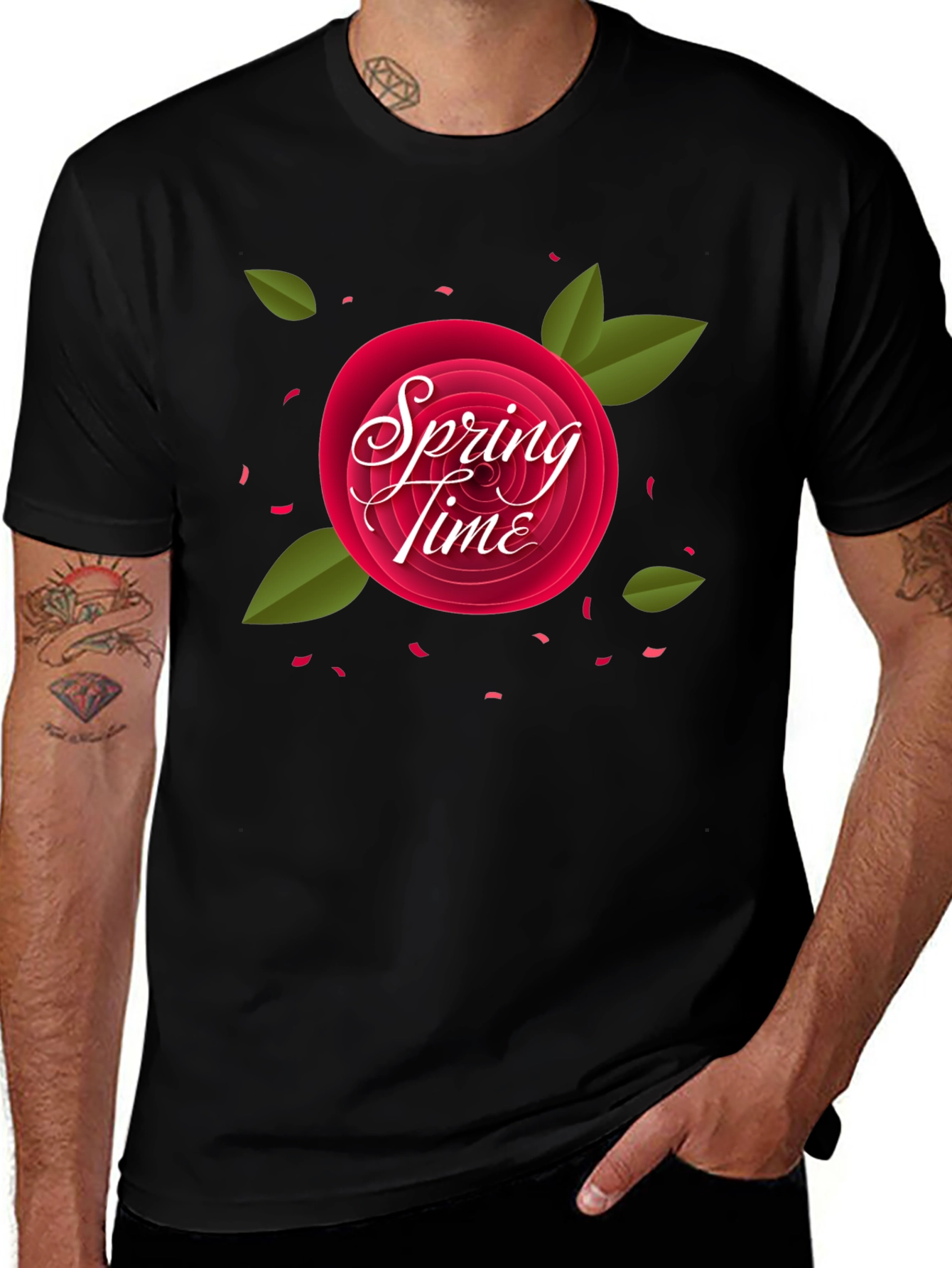 Variant 8 of Spring Time Graphic Black T-Shirt