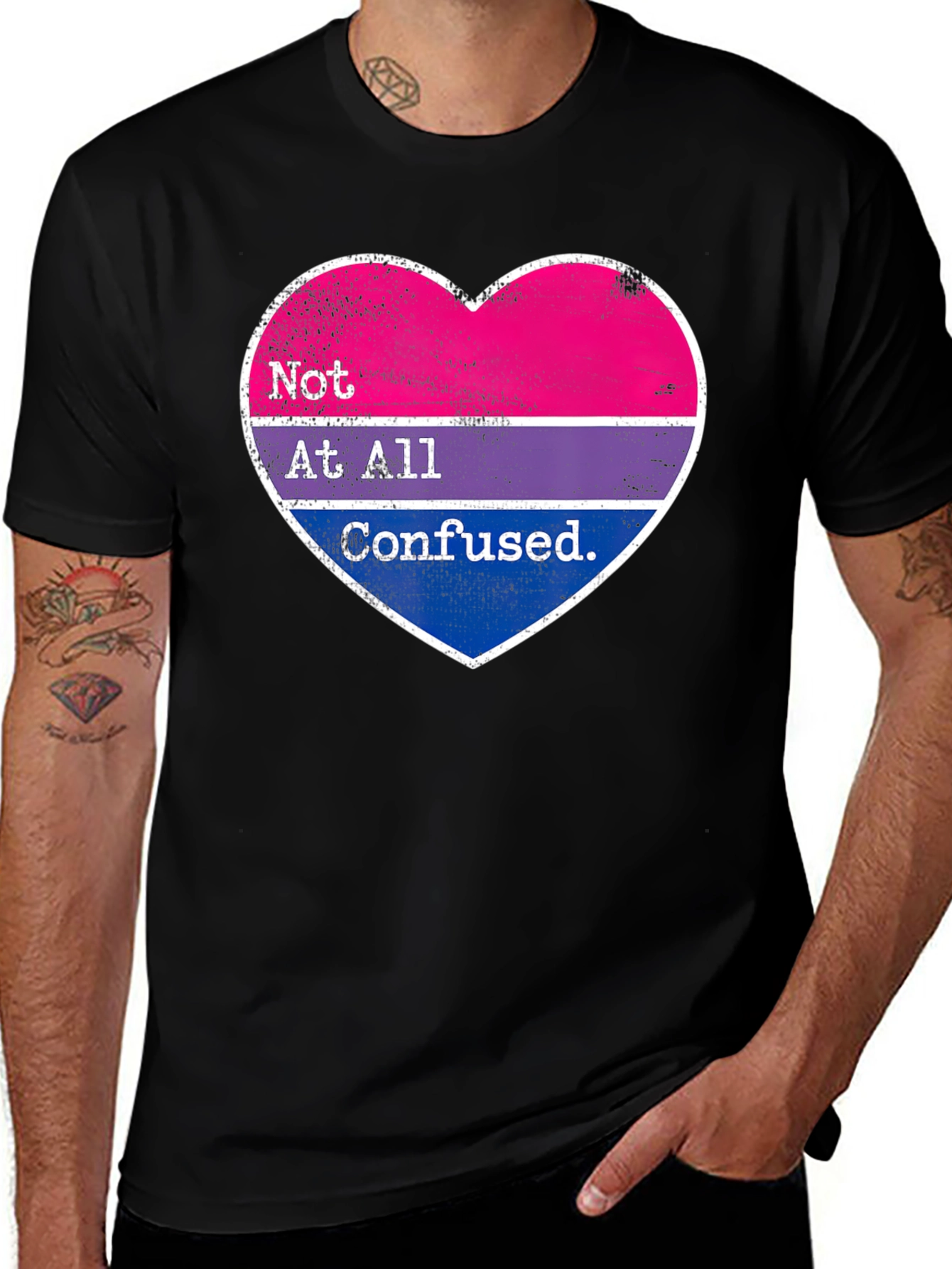 Variant 6 of Bisexual Pride Heart T-Shirt - Not At All Confused Tee
