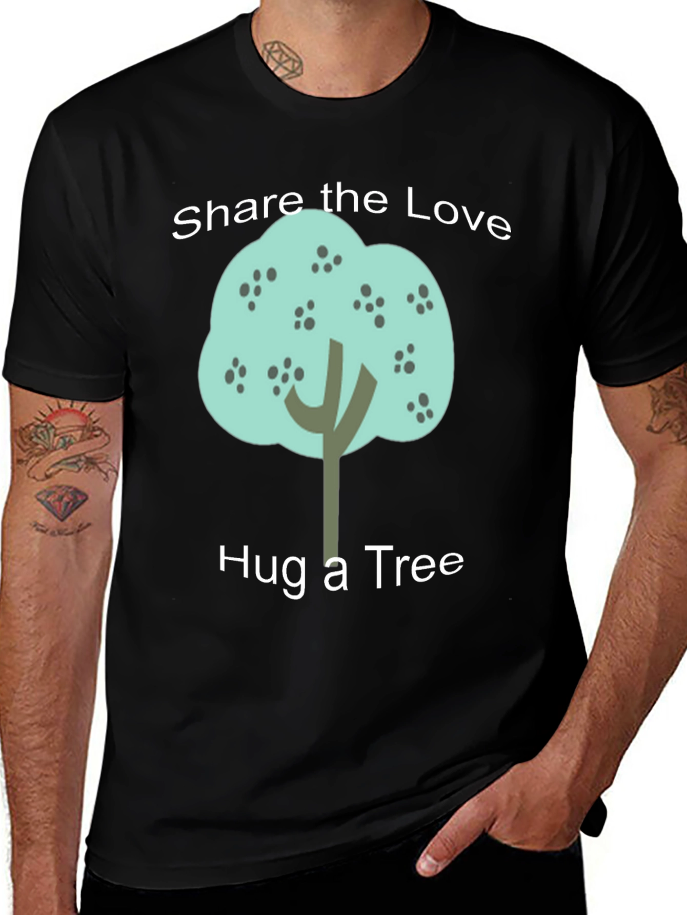 Variant 10 of Share the Love Hug a Tree Black Graphic T-Shirt