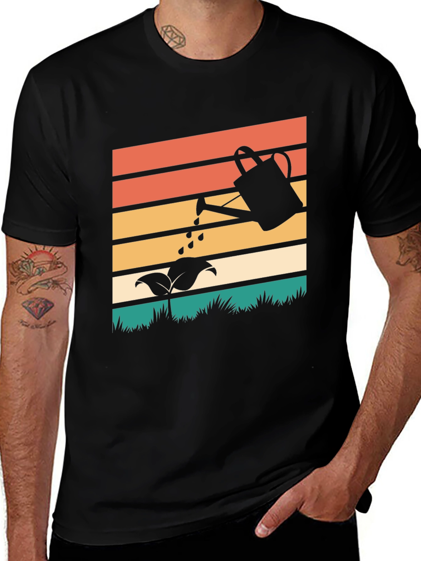 Variant 23 of Retro Gardening T-Shirt - Plant Watering Design
