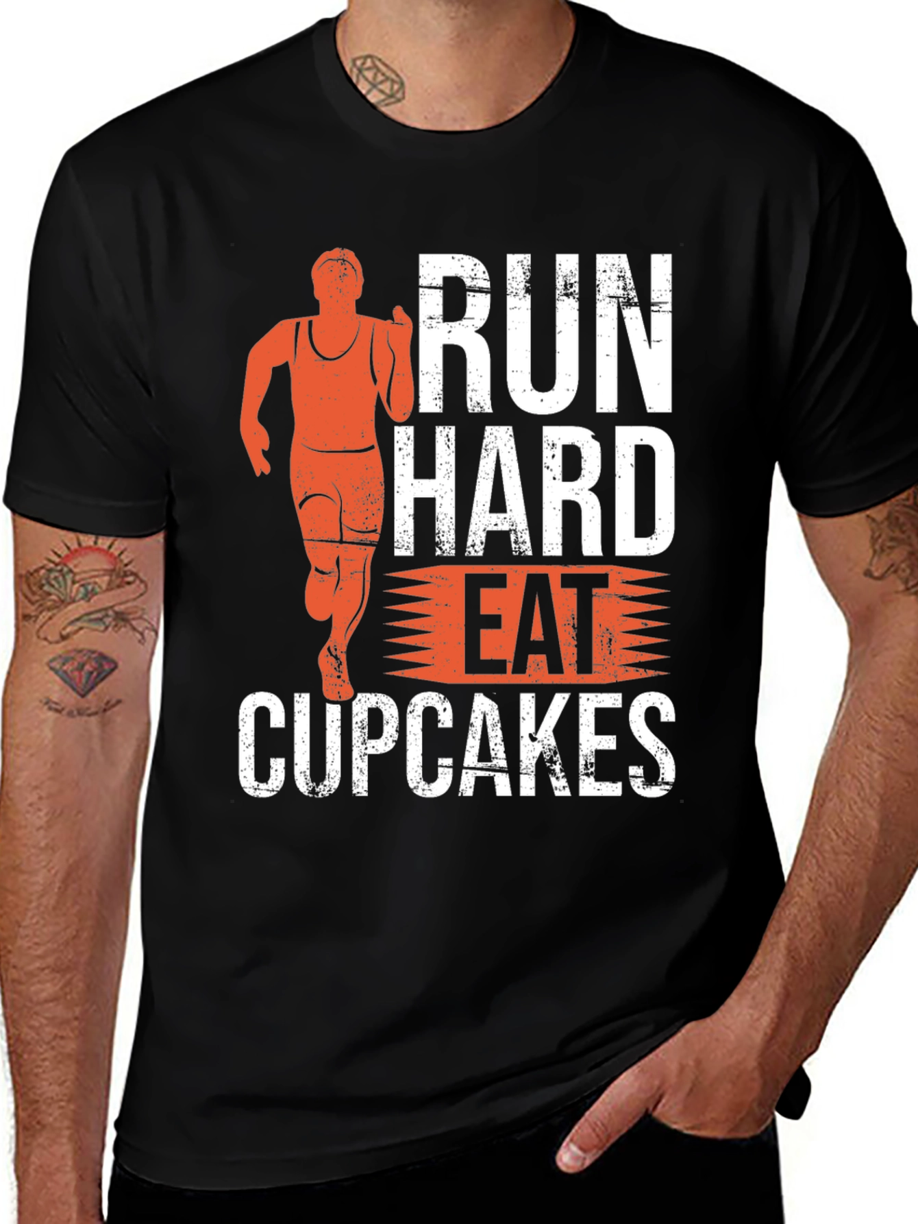 Variant 8 of Run Hard Eat Cupcakes Black T-Shirt
