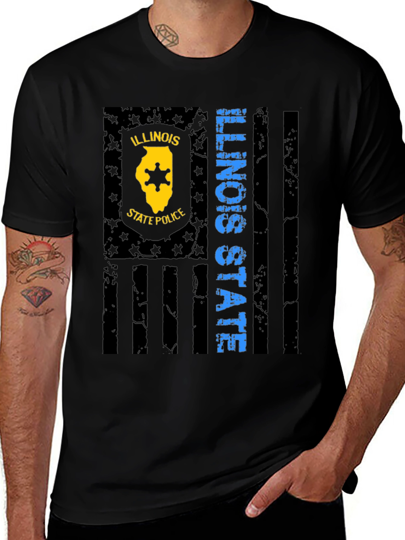 Illinois State Police Flag Graphic T-Shirt