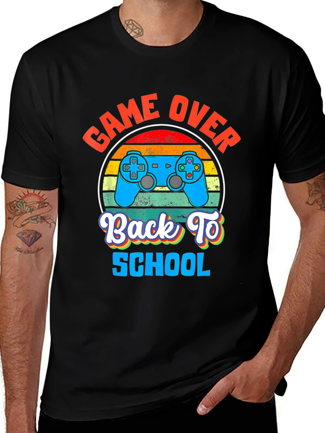 Variant 5 of Game Over Back To School Black T-Shirt