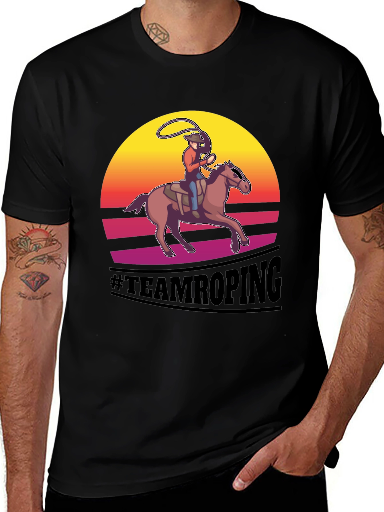 Team Roping Graphic Tee - Rodeo Cowboy T-Shirt