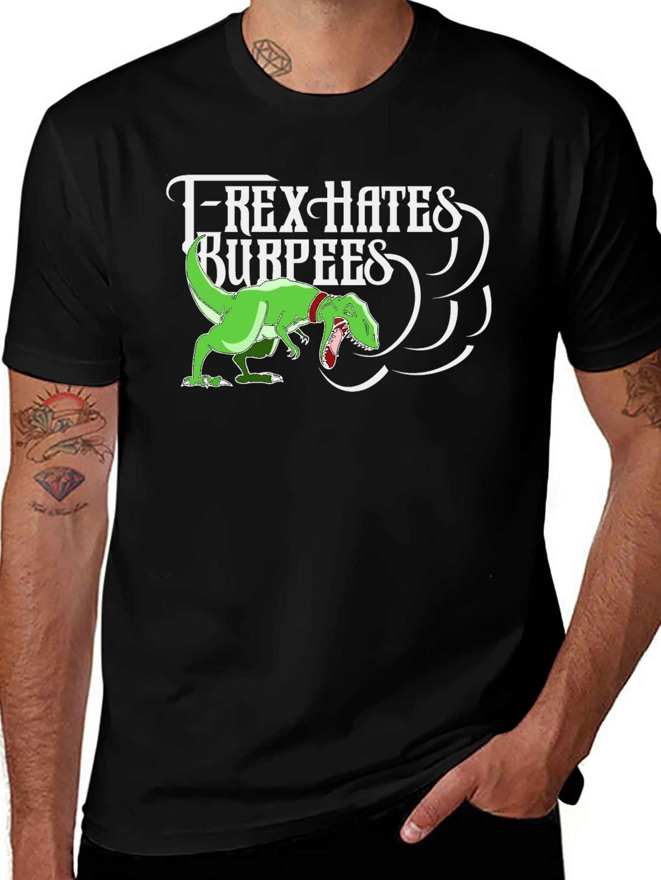 T-Rex Hates Burpees Graphic Tee - Black
