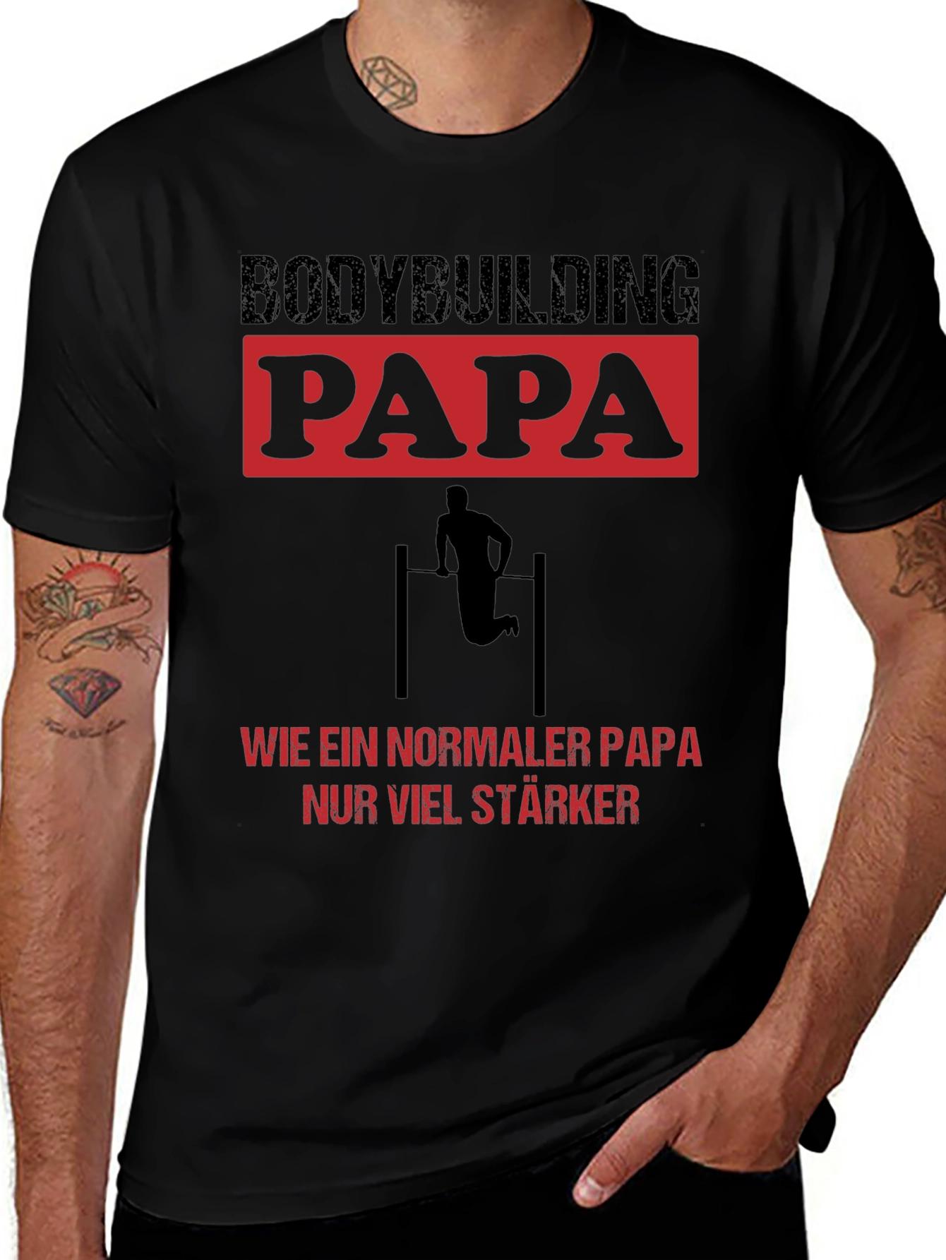 Variant 14 of Bodybuilding Papa T-Shirt - Strong Dad Gym Tee