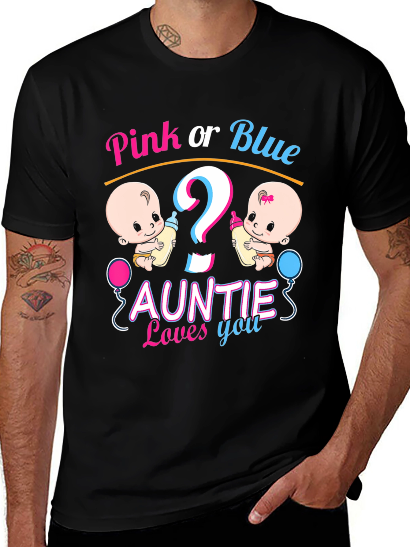Variant 28 of Pink or Blue Auntie Loves You Gender Reveal T-Shirt