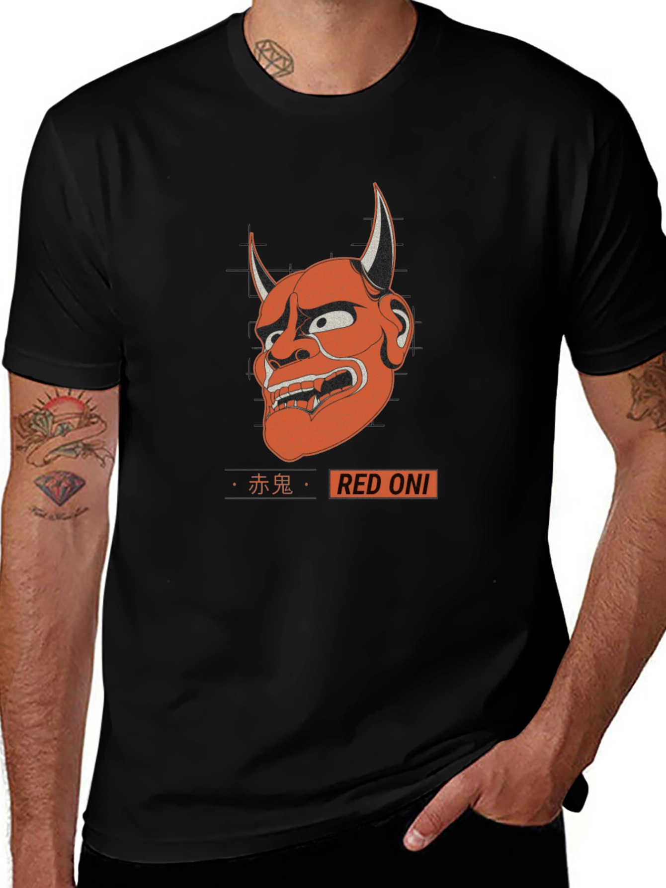 Red Oni Graphic Tee - Japanese Demon T-Shirt