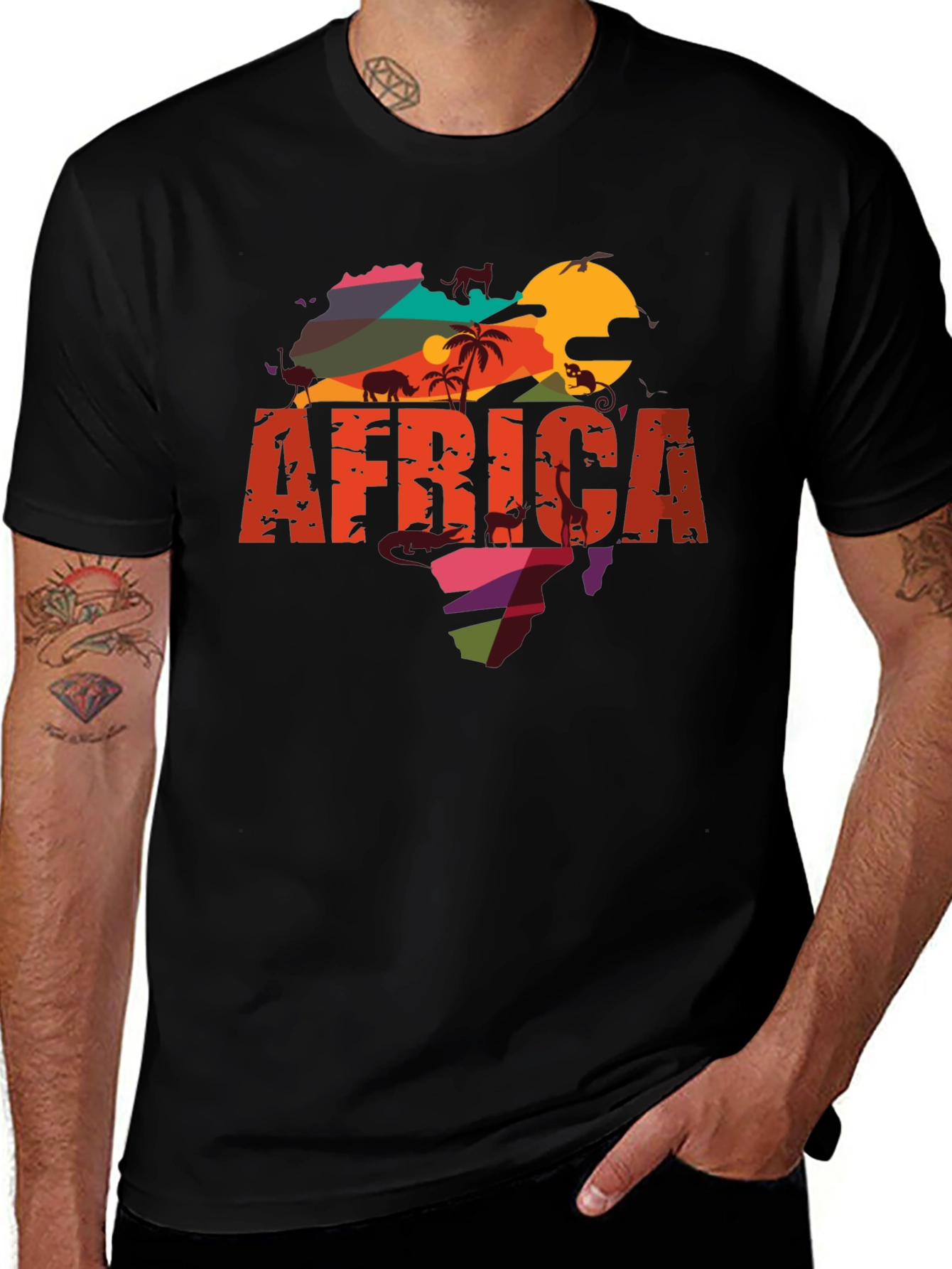 Africa Graphic Tee - Men's Black T-Shirt