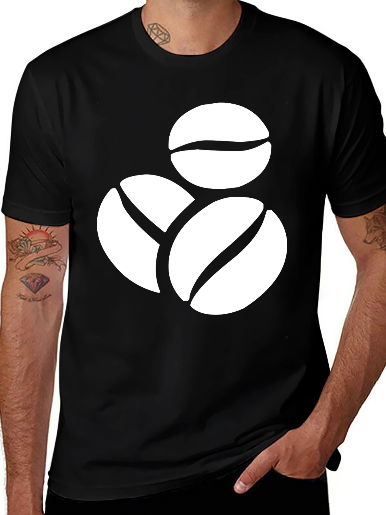 Variant 26 of Coffee Bean Graphic Tee - Black Casual Shirt