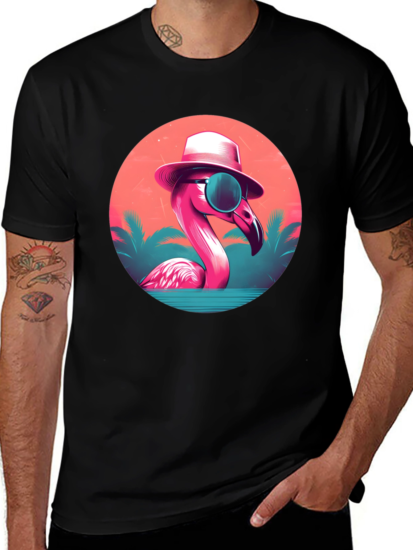 Variant 9 of Cool Flamingo Graphic Tee - Summer Vibes