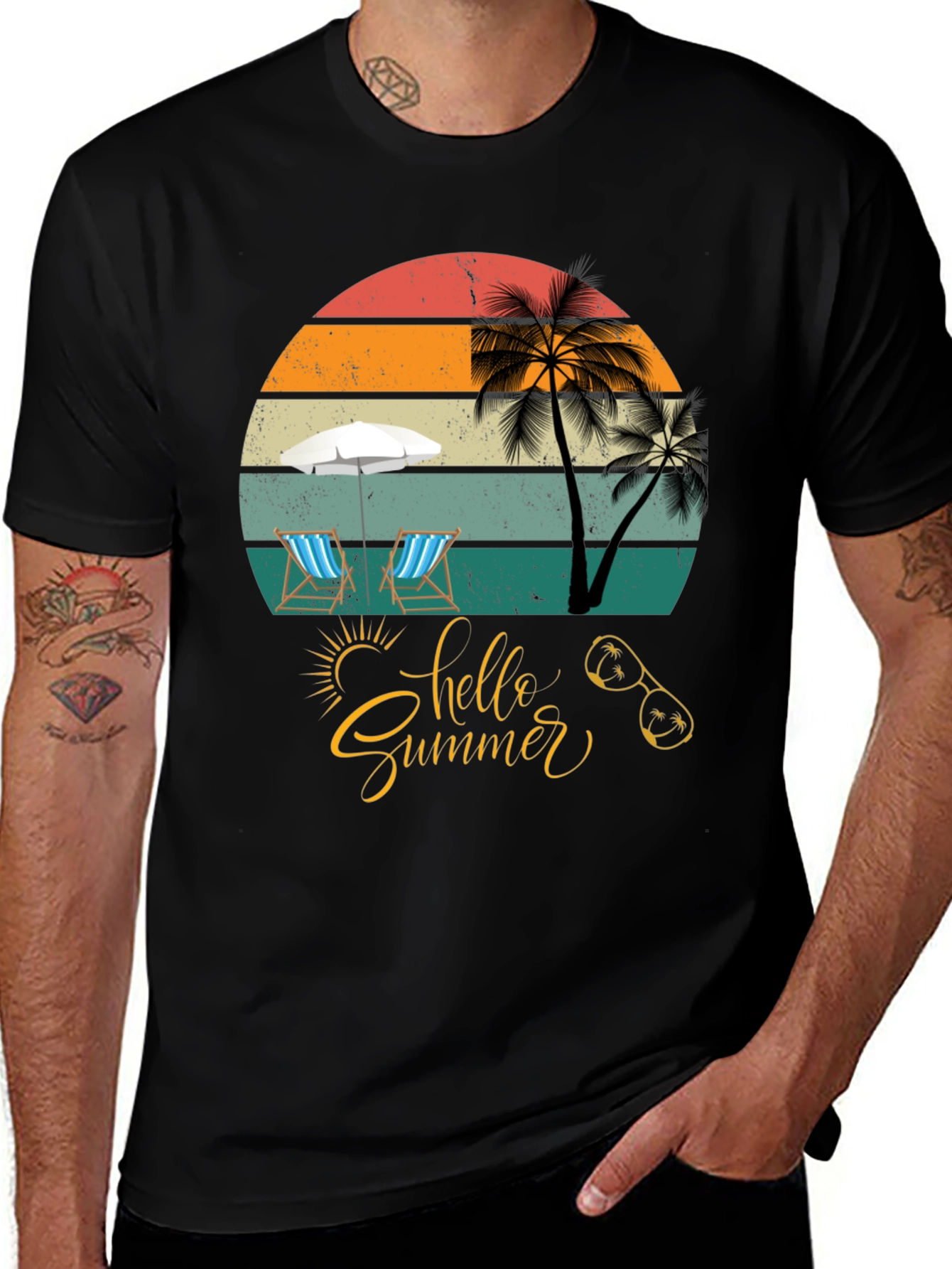 Variant 5 of Hello Summer Black T-Shirt Vacation Ready