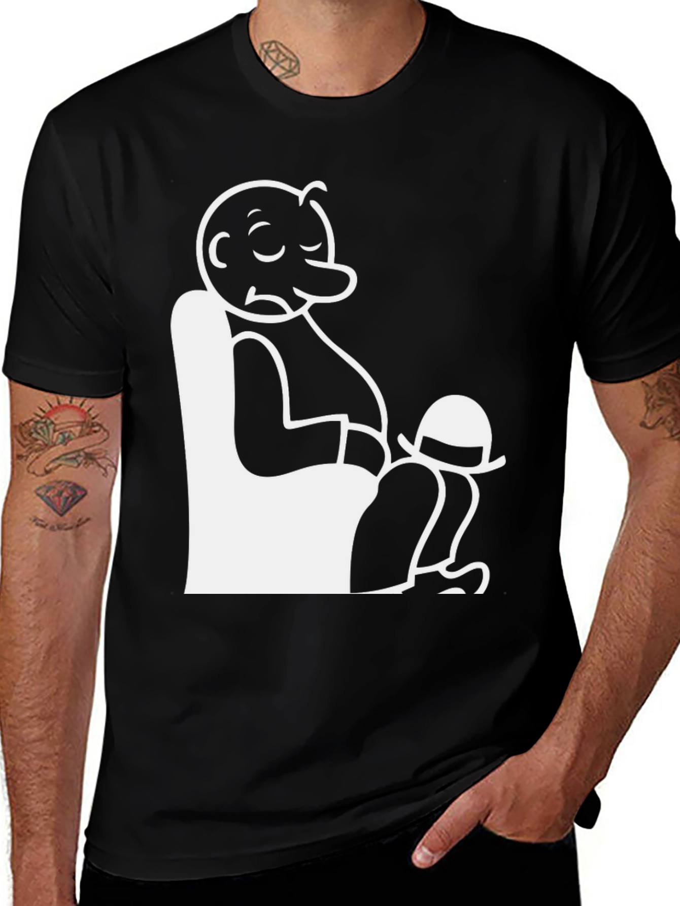 Variant 30 of Comfy Cartoon Character Graphic Tee - Black