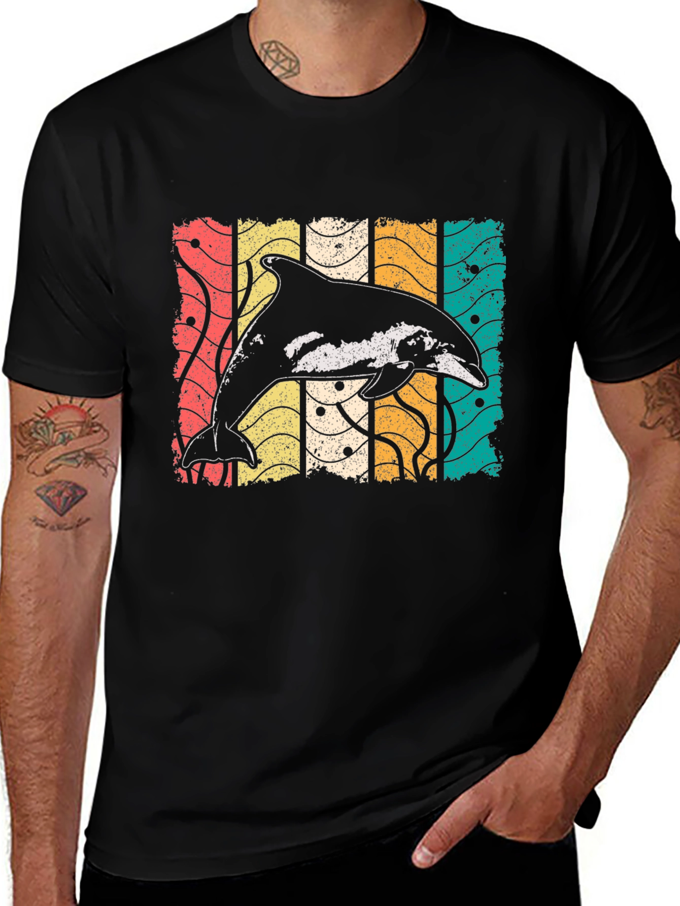 Variant 21 of Retro Dolphin T-Shirt - Vintage Orca Whale Graphic Tee