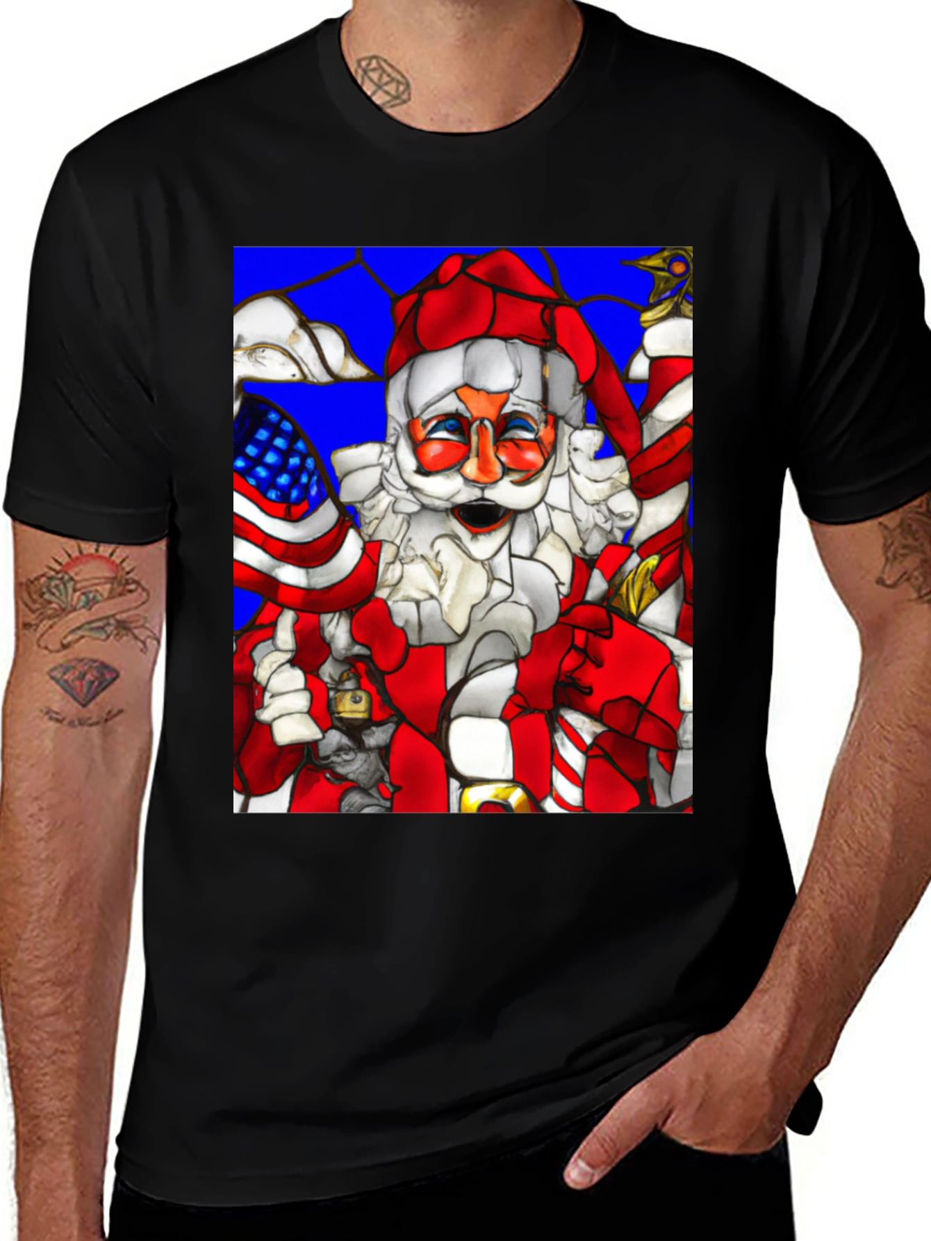 Festive Santa T-Shirt: American Holiday Cheer