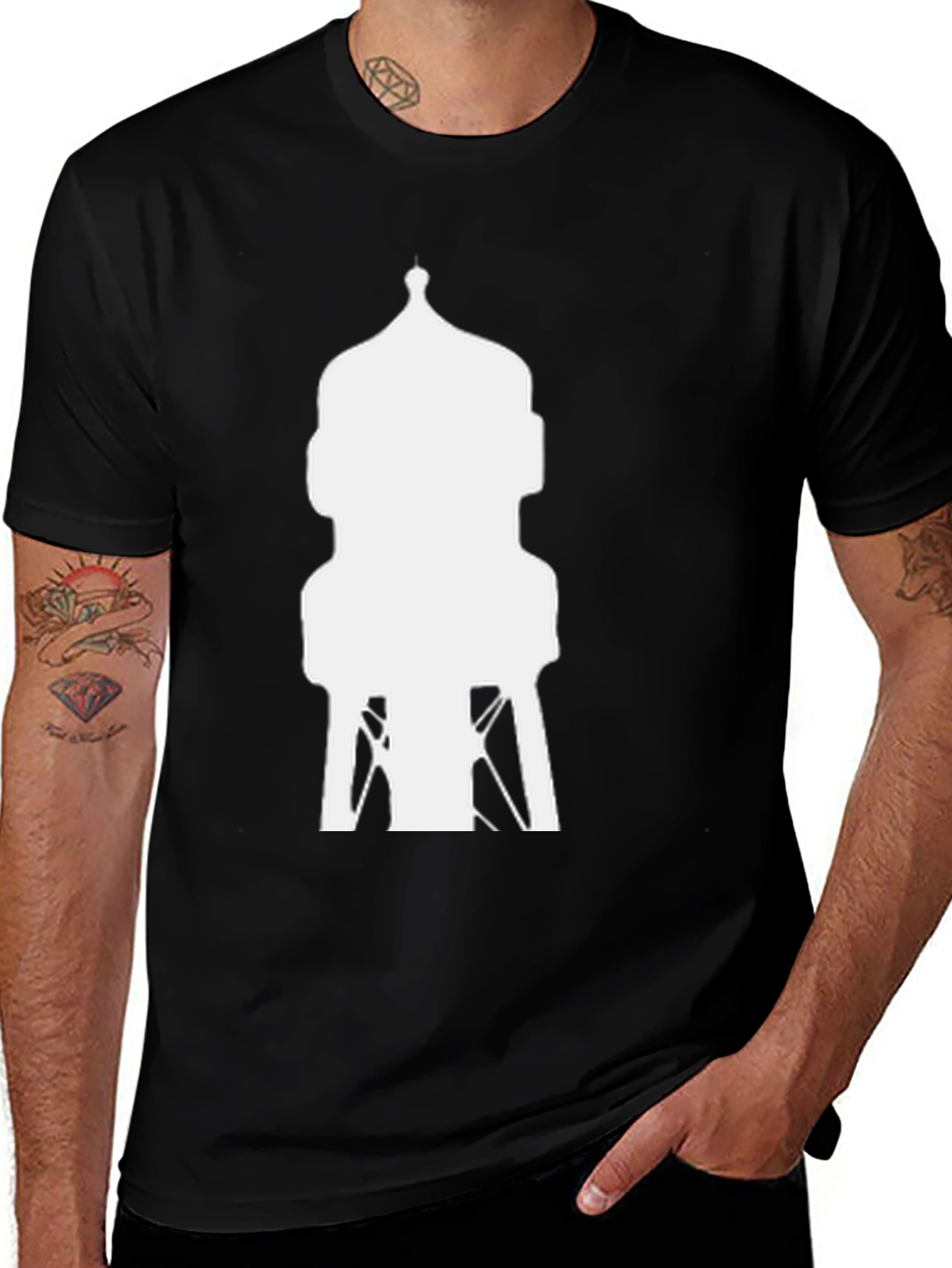 Variant 17 of Water Tower Graphic Tee - Cool Black Shirt