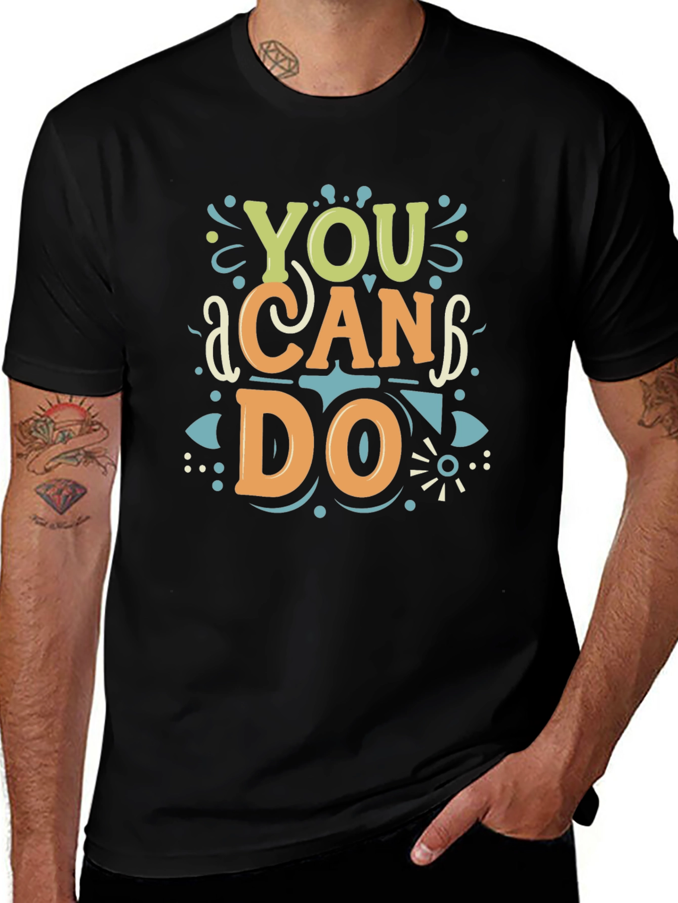 Variant 21 of You Can Do It Graphic Tee - Black Short Sleeve Cotton T-Shirt