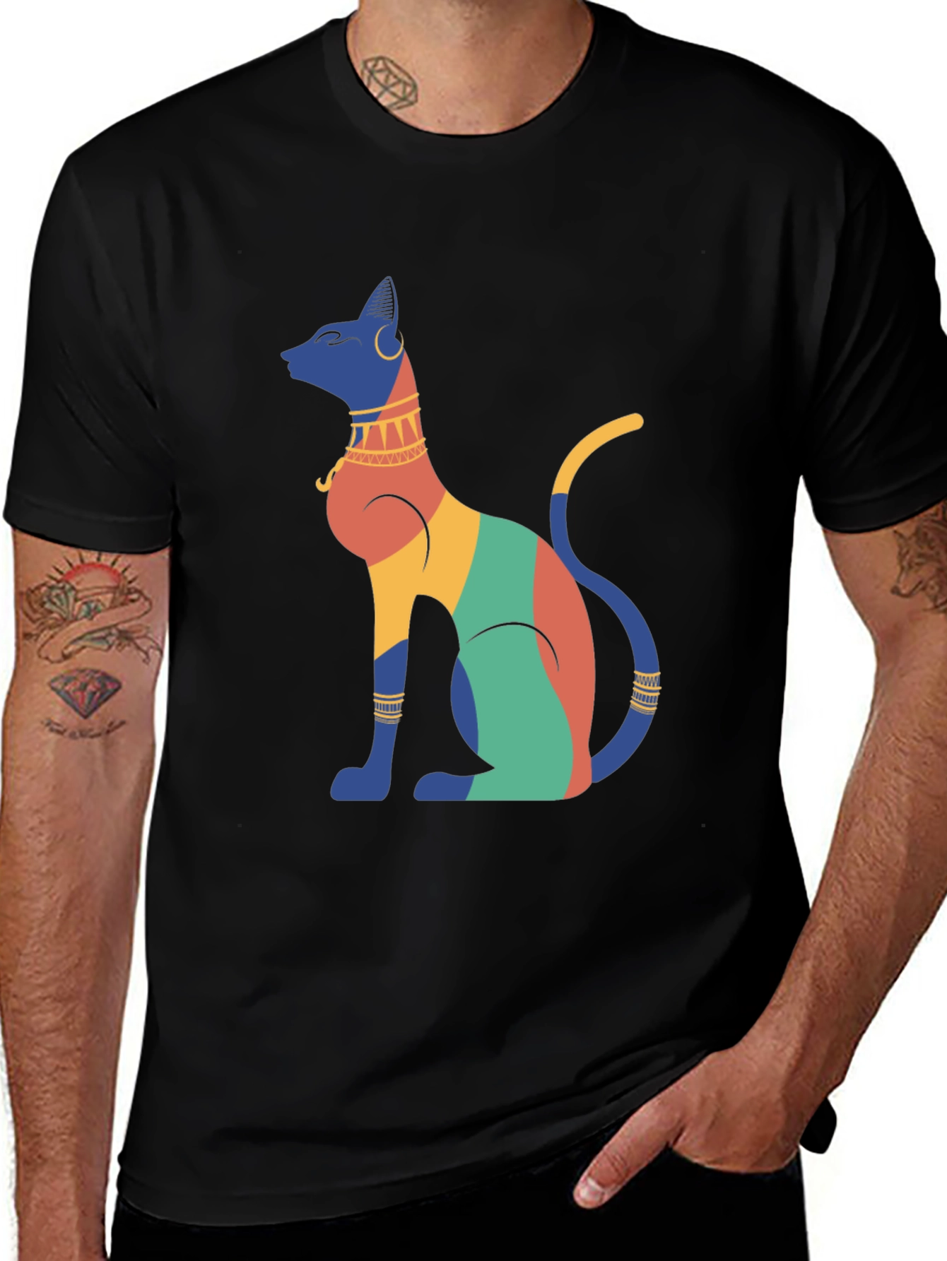 Egyptian Cat Graphic Tee - Colorful Bastet Design
