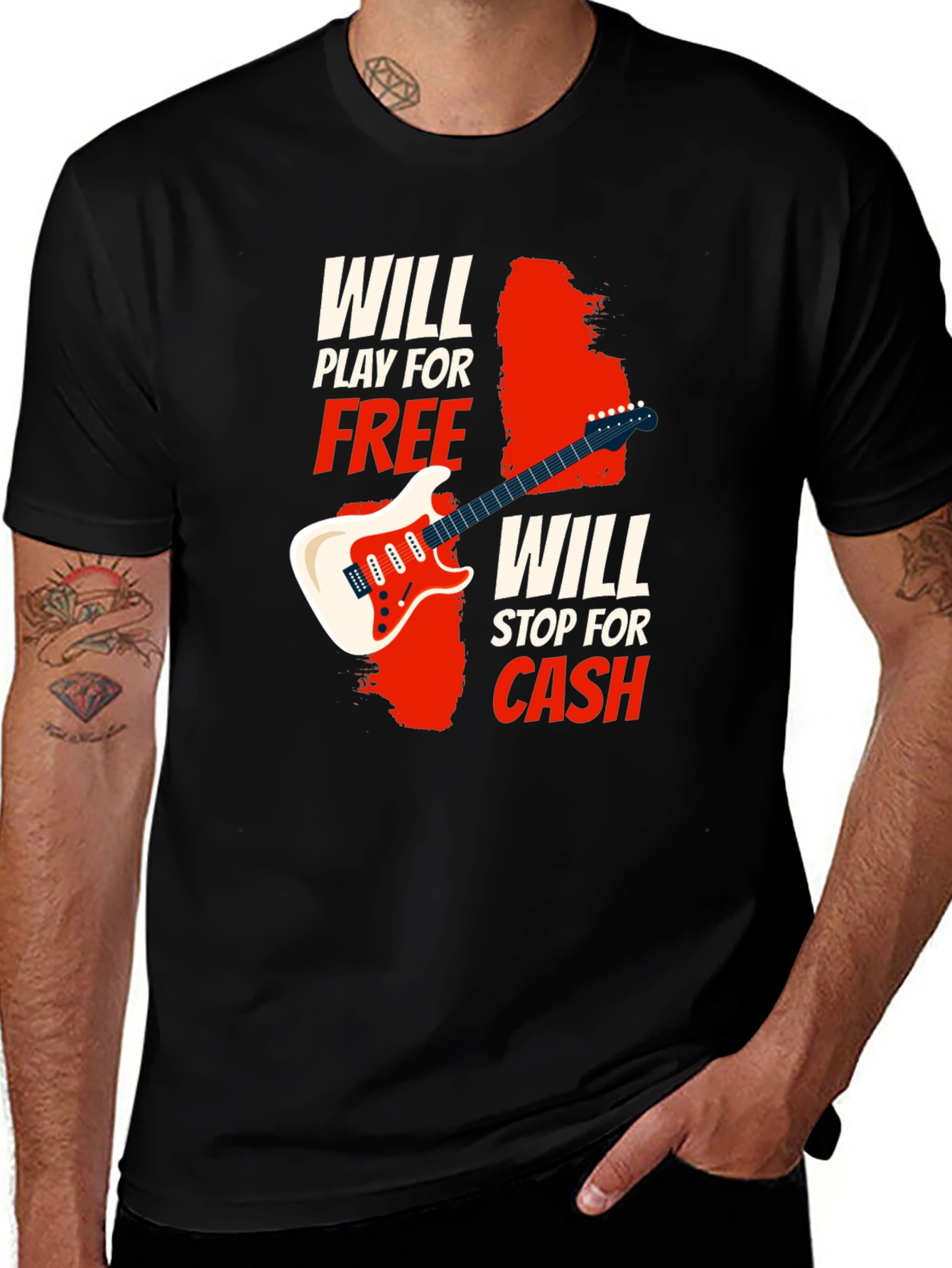 Variant 2 of Will Play For Free, Stop For Cash T-Shirt