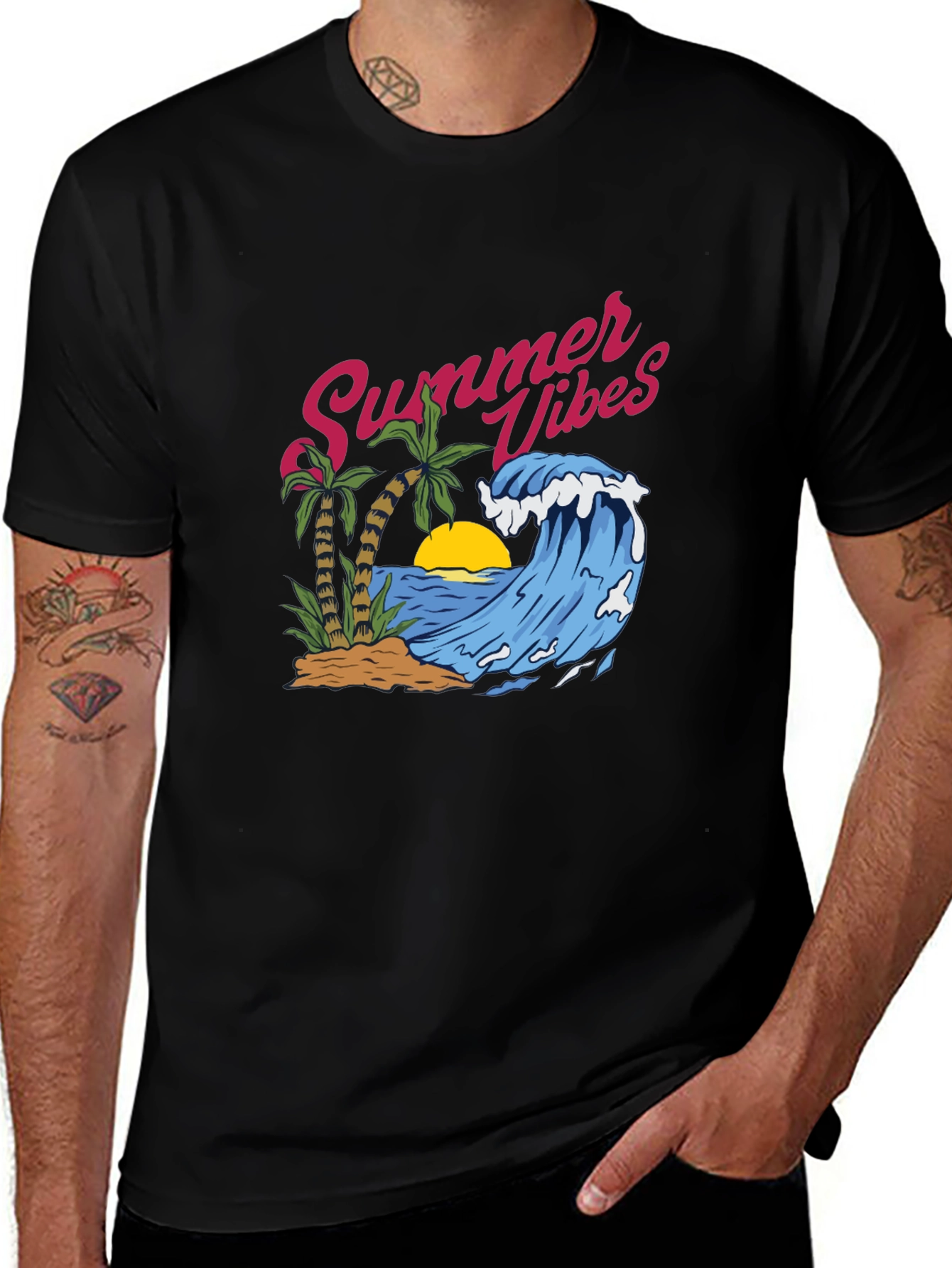 Variant 26 of Summer Vibes Graphic Tee - Beach Design