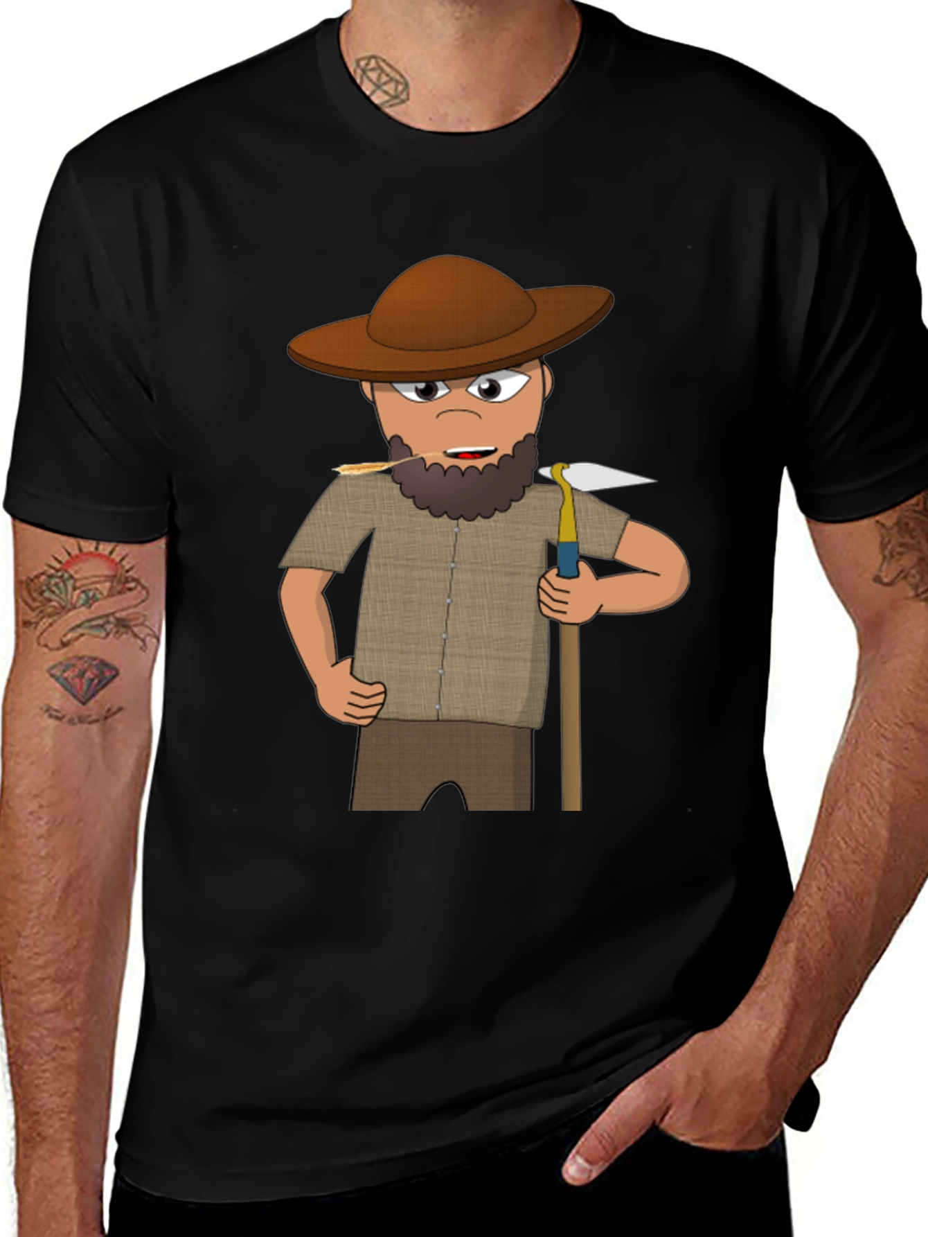Variant 7 of Cartoon Prospector Graphic T-Shirt - Black