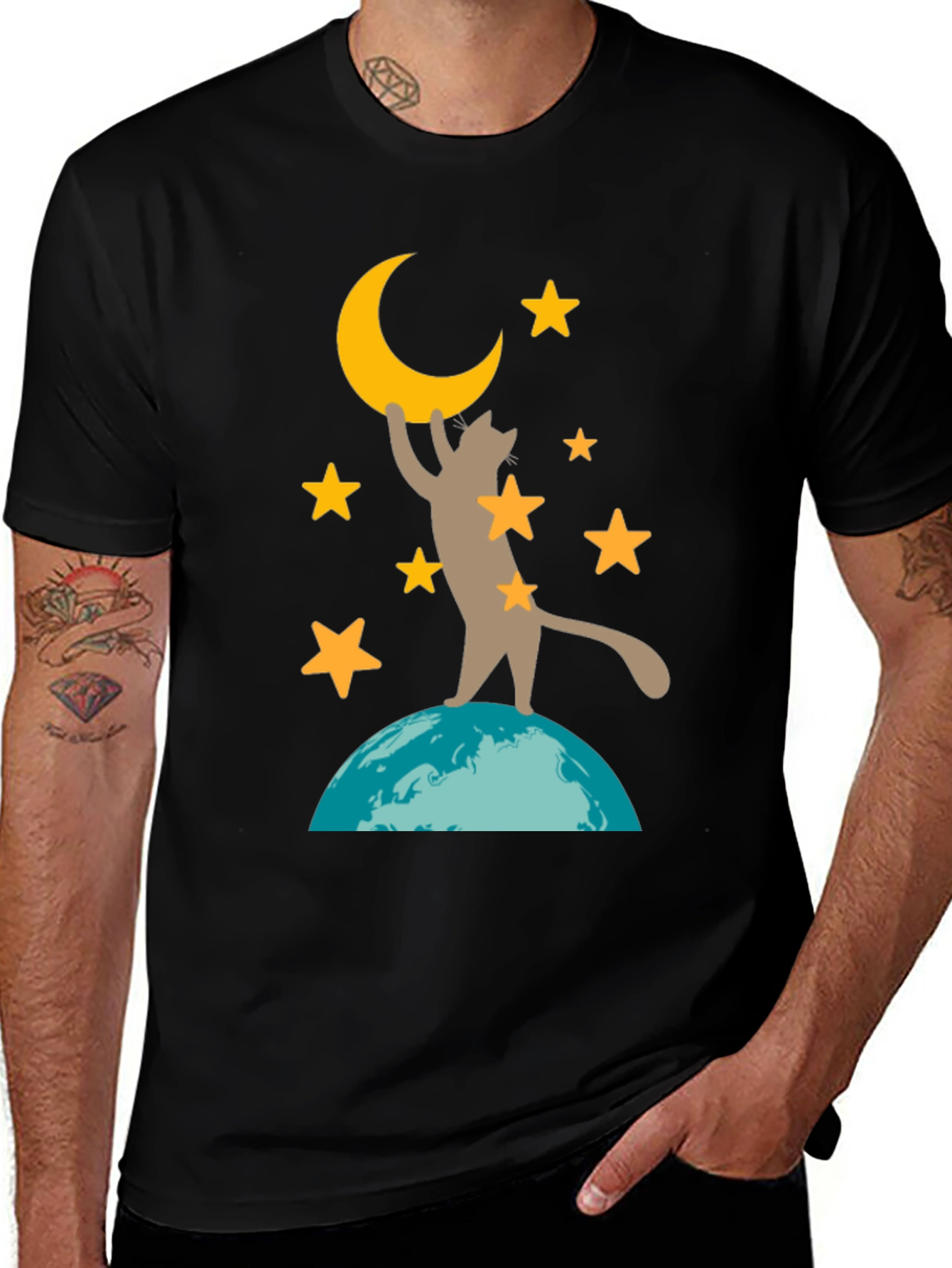 Variant 21 of Cat Reaching for the Moon Graphic Tee