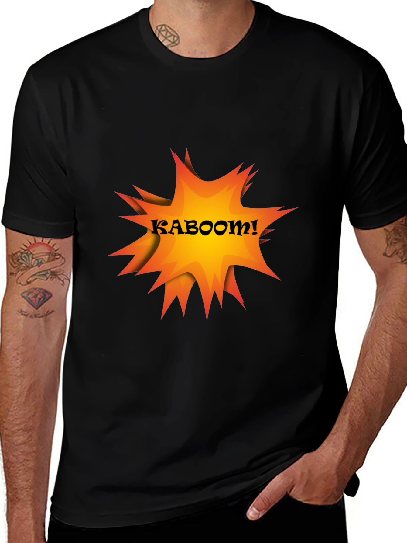Kaboom Graphic Tee - Black Cotton Casual T-Shirt