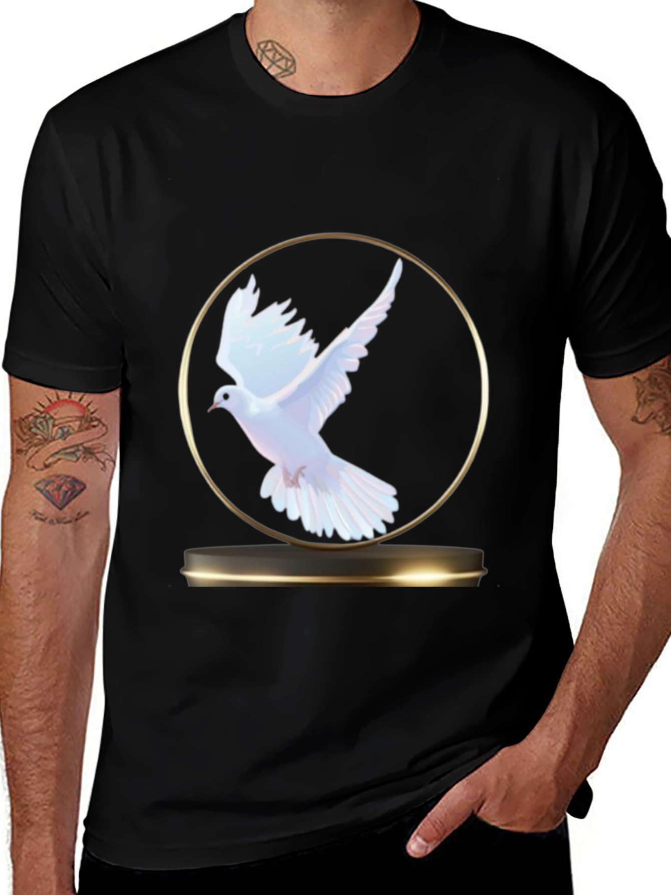 Dove Graphic T-Shirt - Black Casual Tee