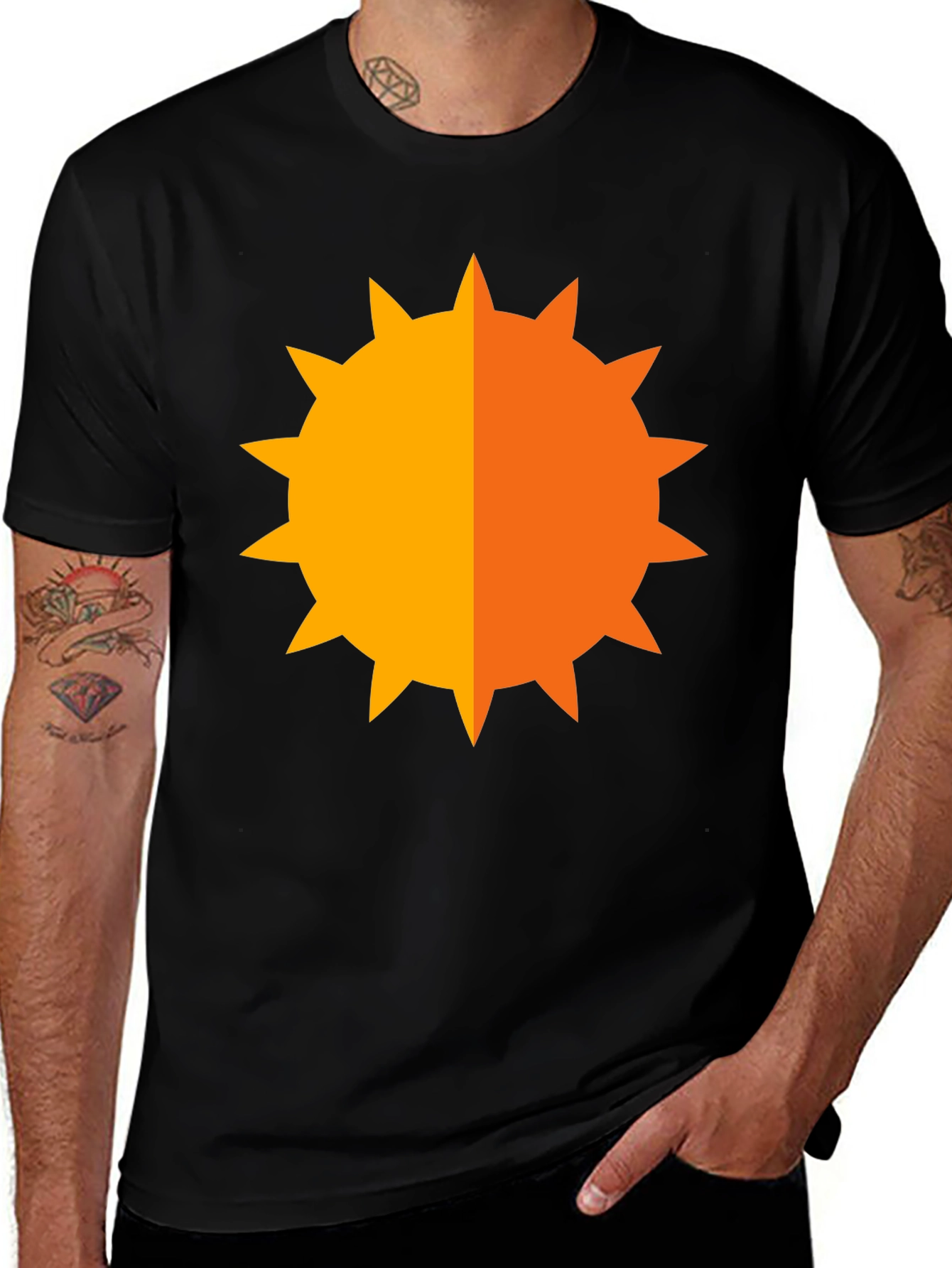 Variant 22 of Geometric Sun Graphic Tee - Bold Black Shirt