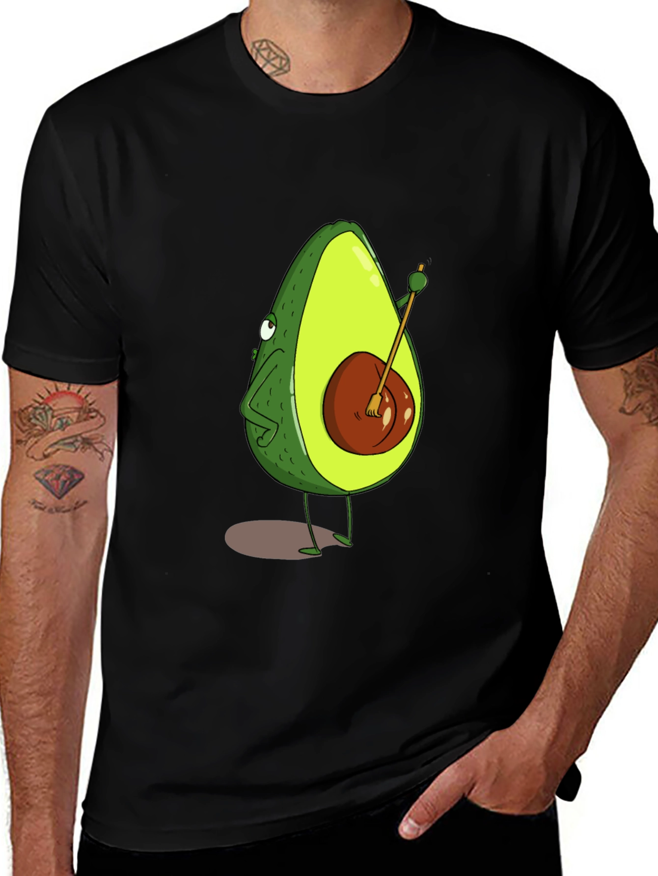 Variant 19 of Avocado Banjo Black T-Shirt, Unisex