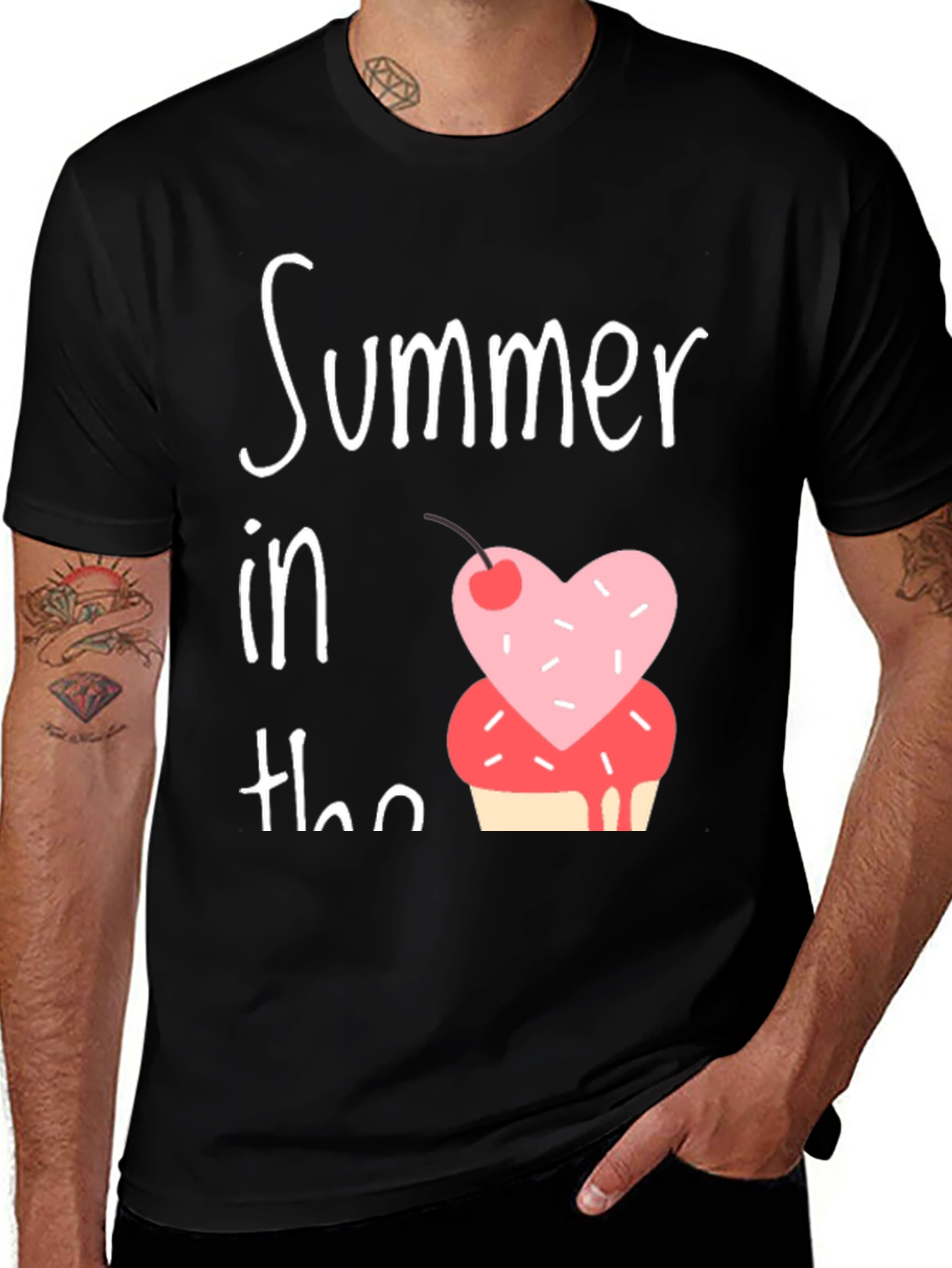 Variant 27 of Summer Cupcake Graphic Tee - Black Unisex T-Shirt