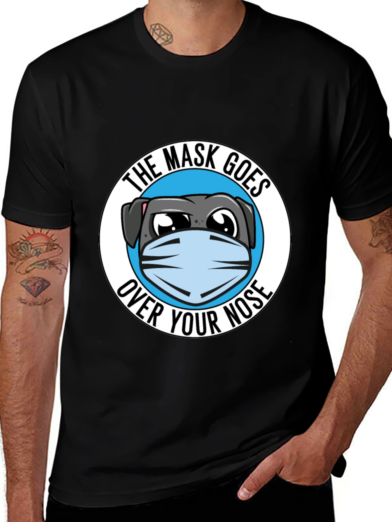 Black The Mask Goes Over Your Nose T-Shirt main image