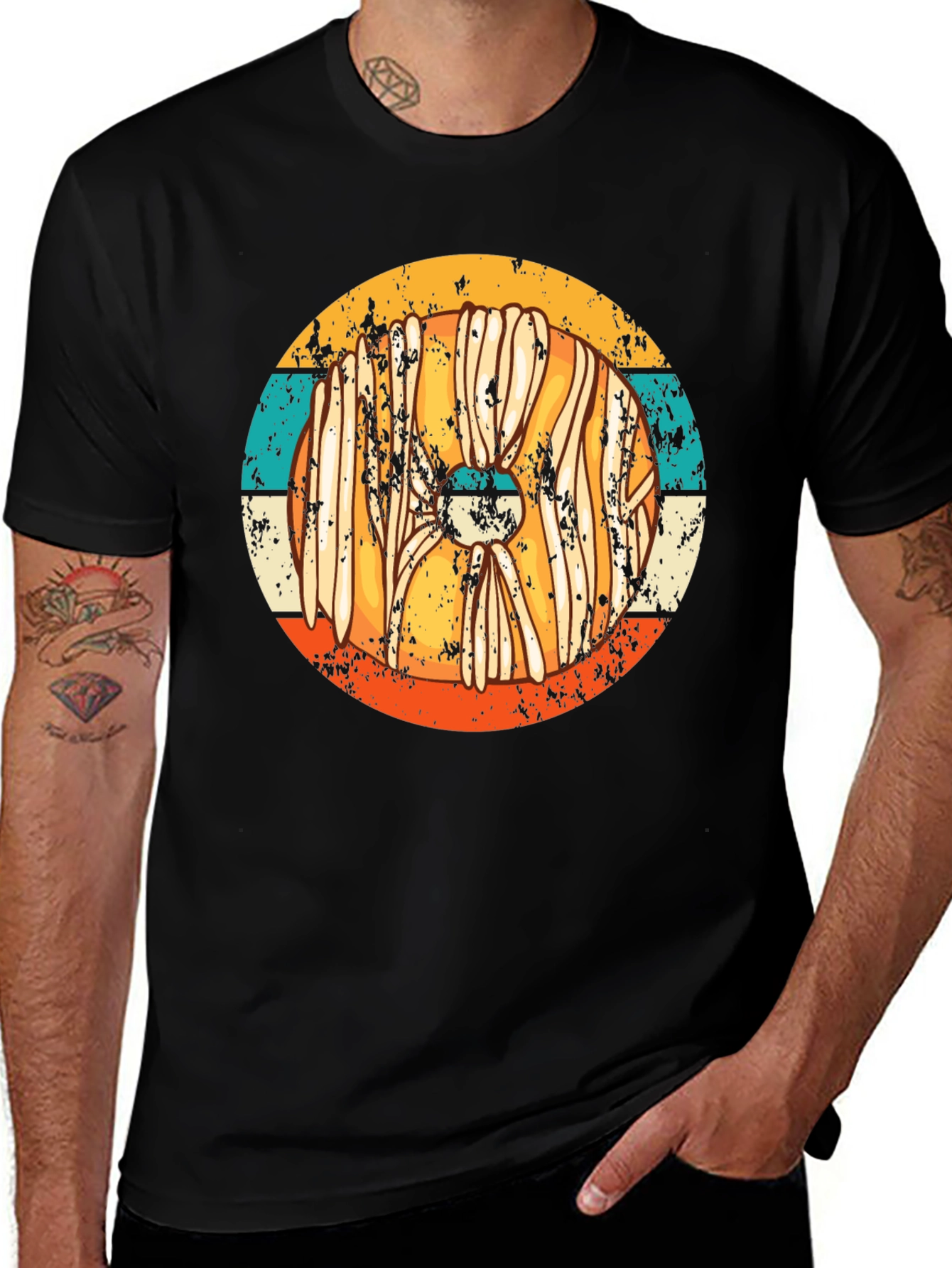 Retro Viking Shield T-Shirt - Distressed Style