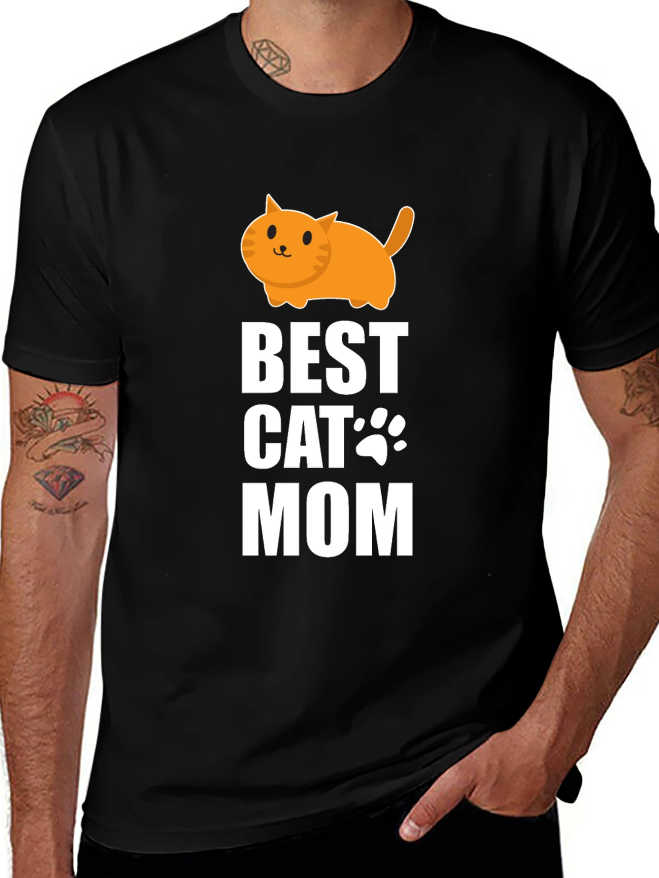 Variant 16 of Best Cat Mom Graphic Tee - Black Cotton T-Shirt