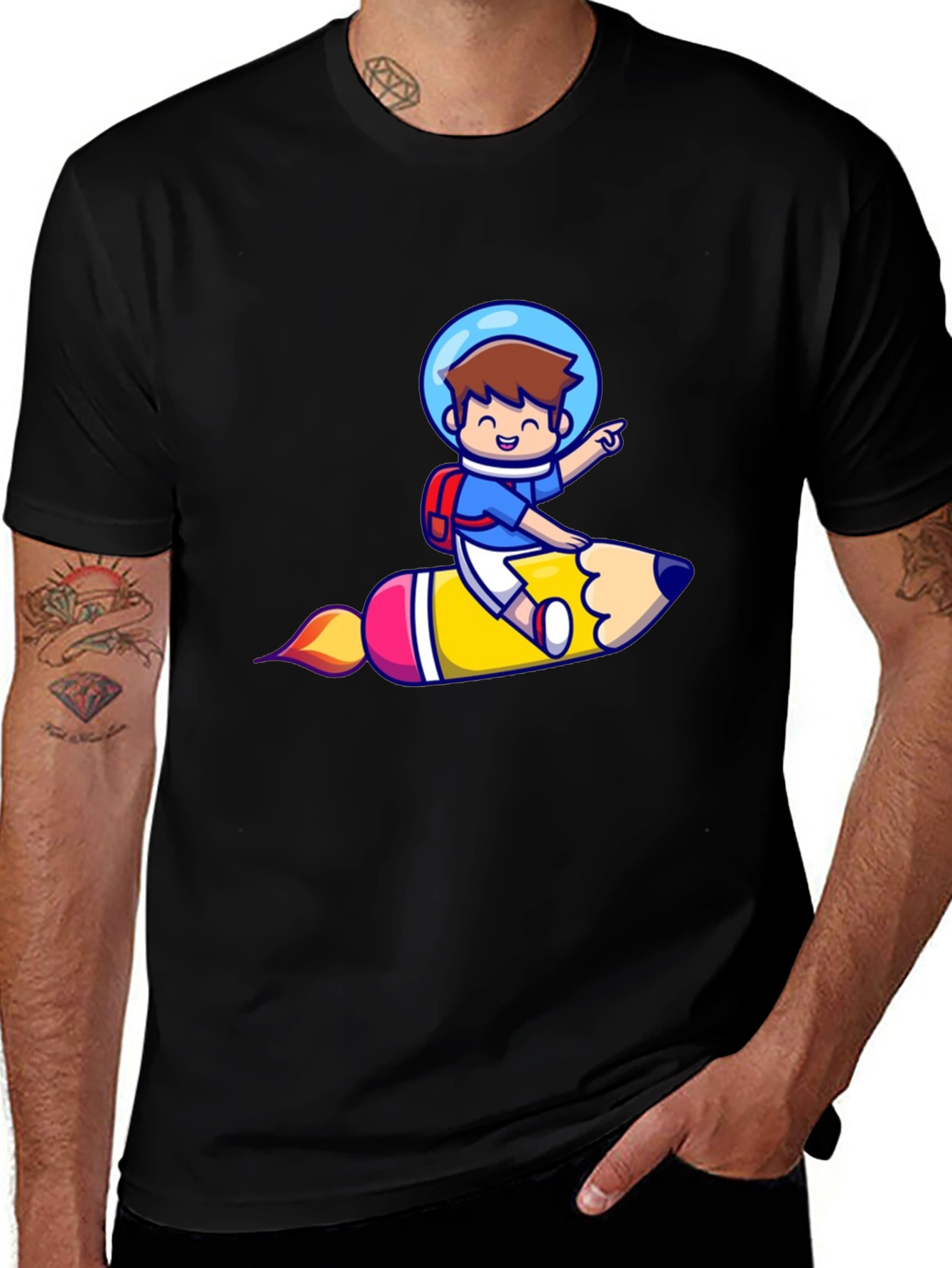 Variant 2 of Astronaut Pencil Ride Graphic T-Shirt