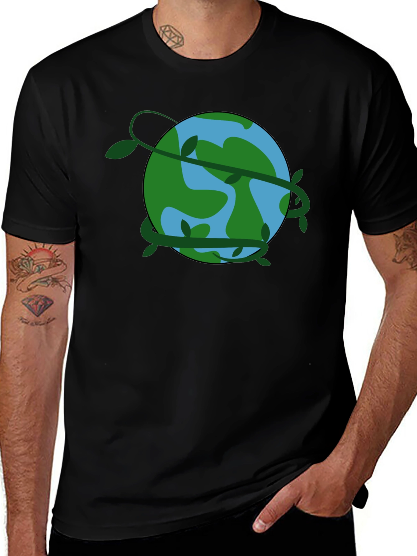 Earth Vines Black T-Shirt - Eco Friendly